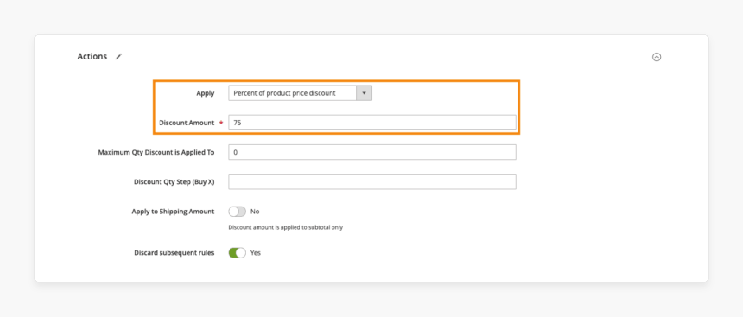 magento 2 rule settings for percentage-based coupon discounts