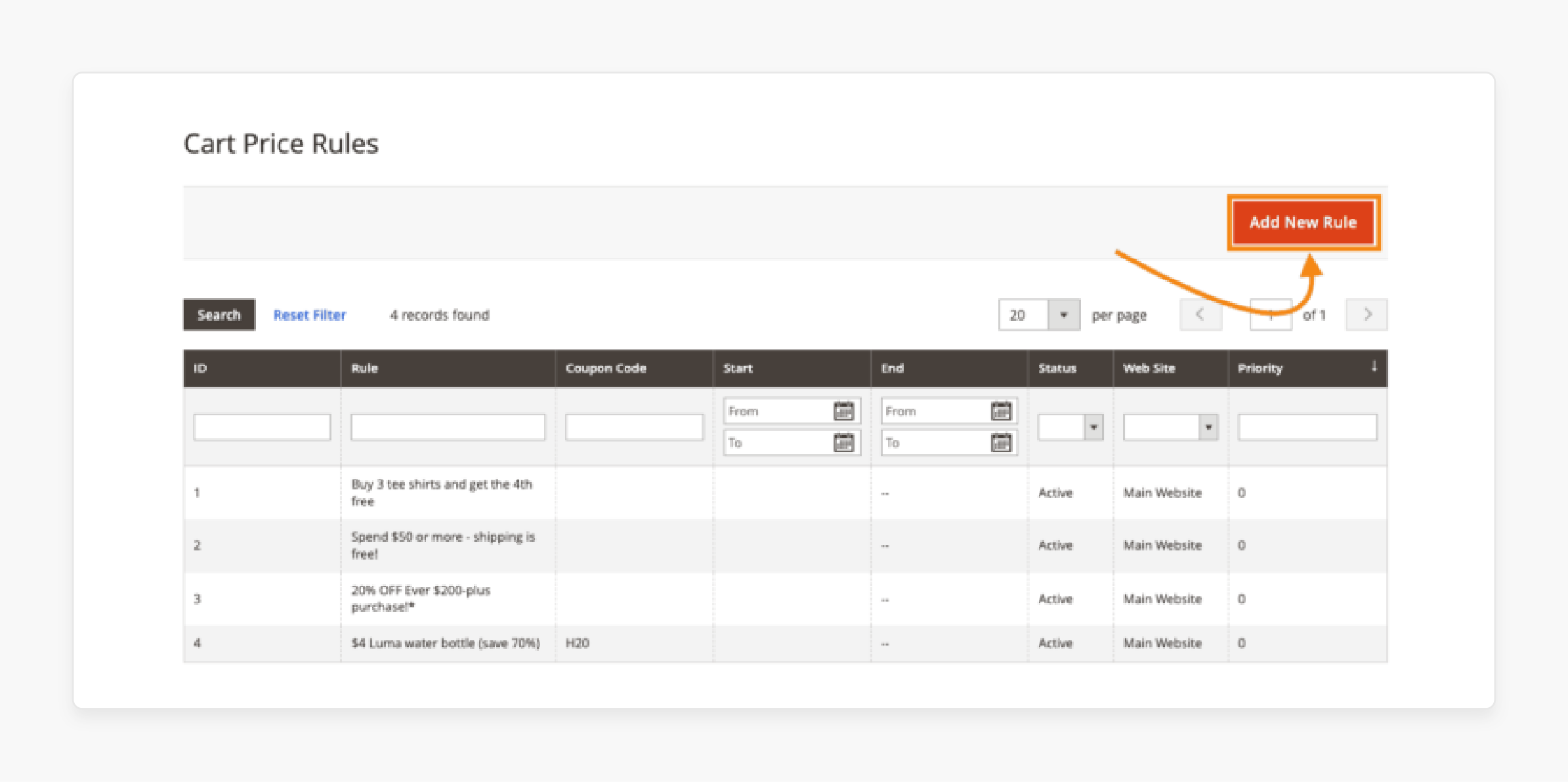 magento 2 cart price rule management screen for coupon customization