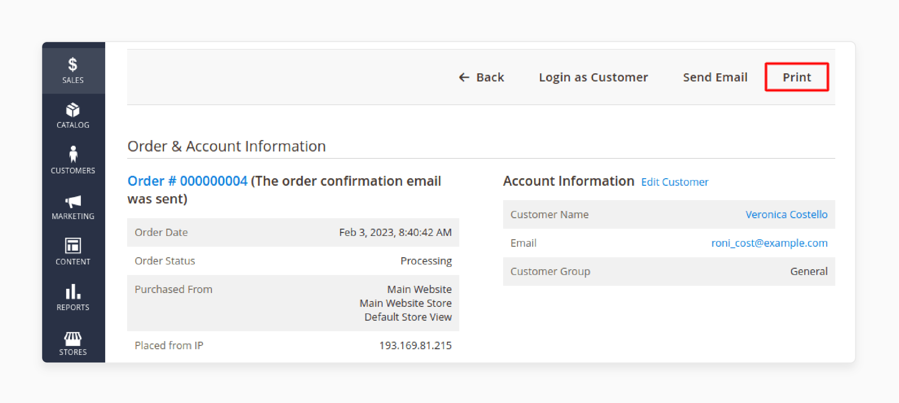 Print customer invoices from Magento orders