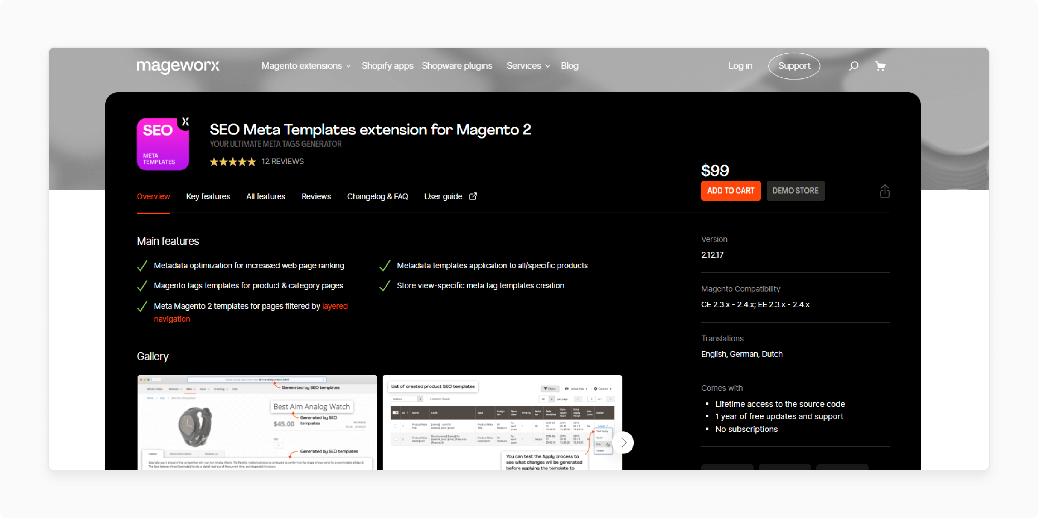 MageWorx SEO Meta Templates extension for Magento 2