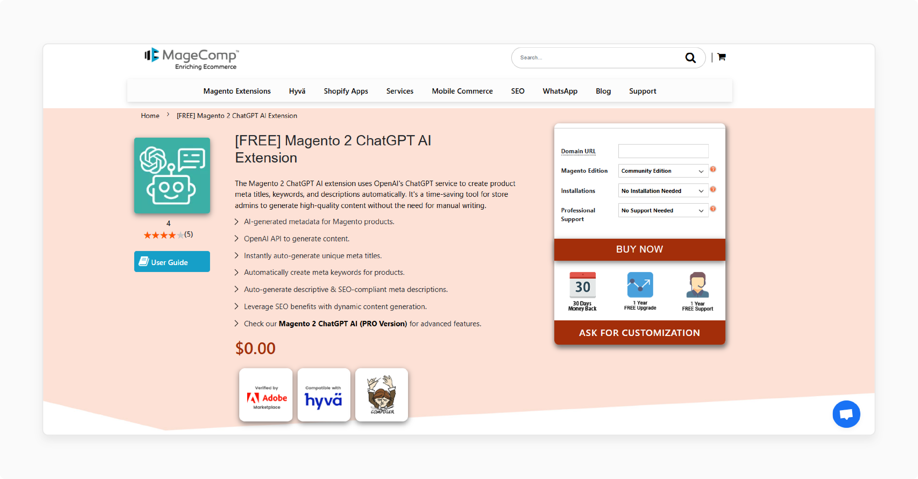 free magento 2 chatgpt ai extension by magecomp for automated content creation