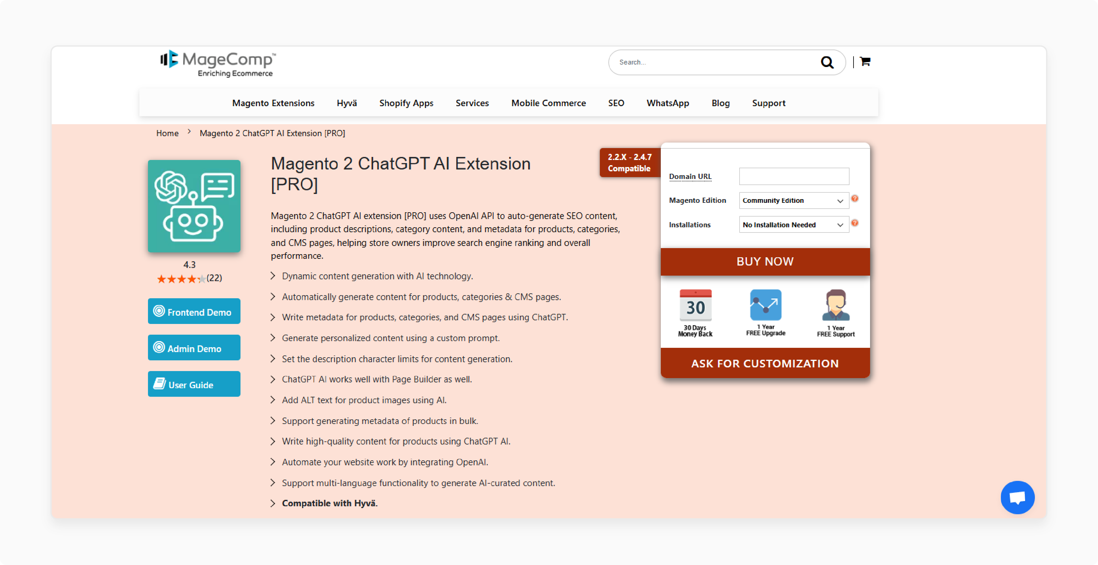 pro version of magento 2 chatgpt extension by magecomp for advanced content creation