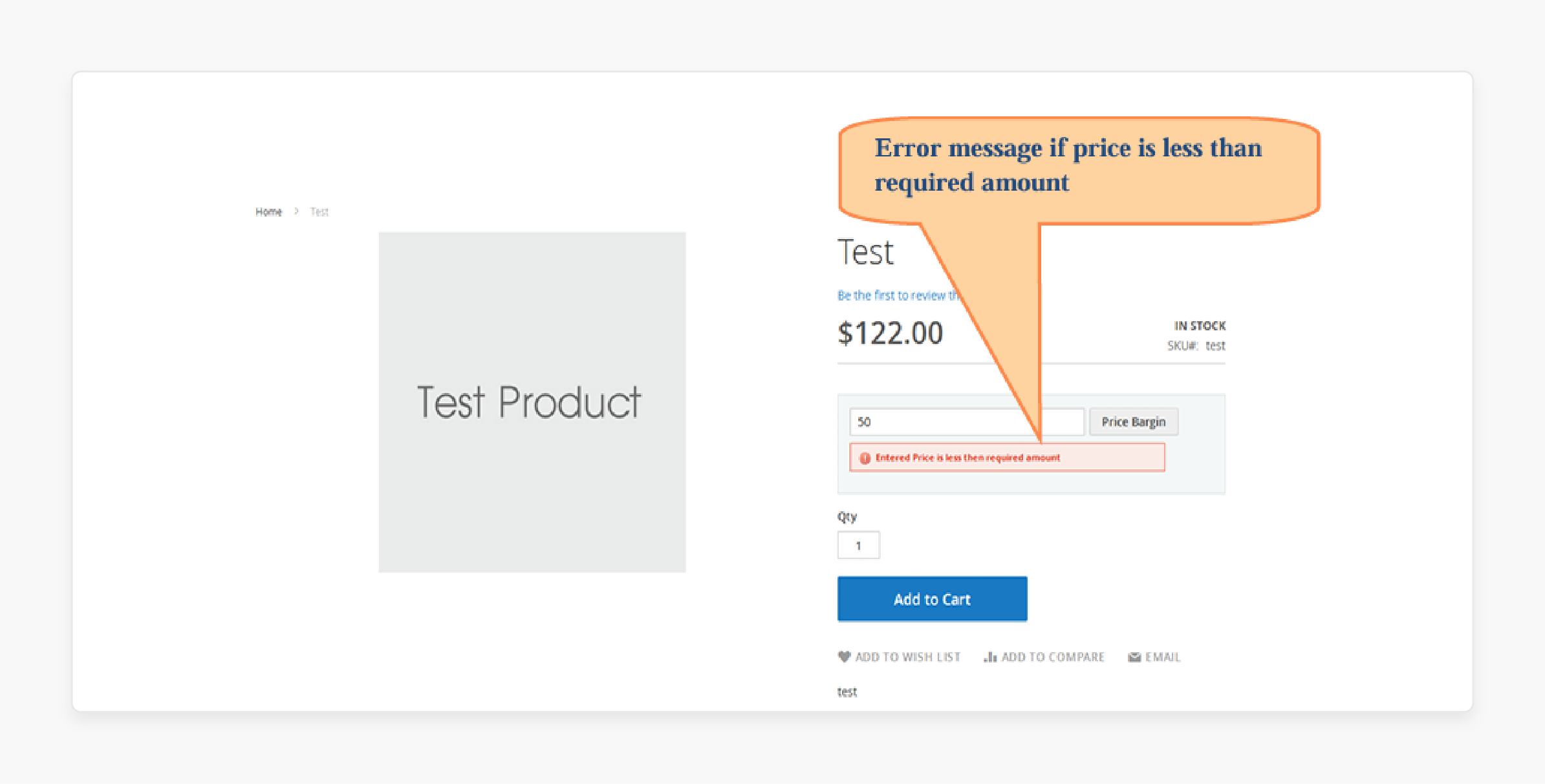 Error Message in Customer Price Bargain Magento 2