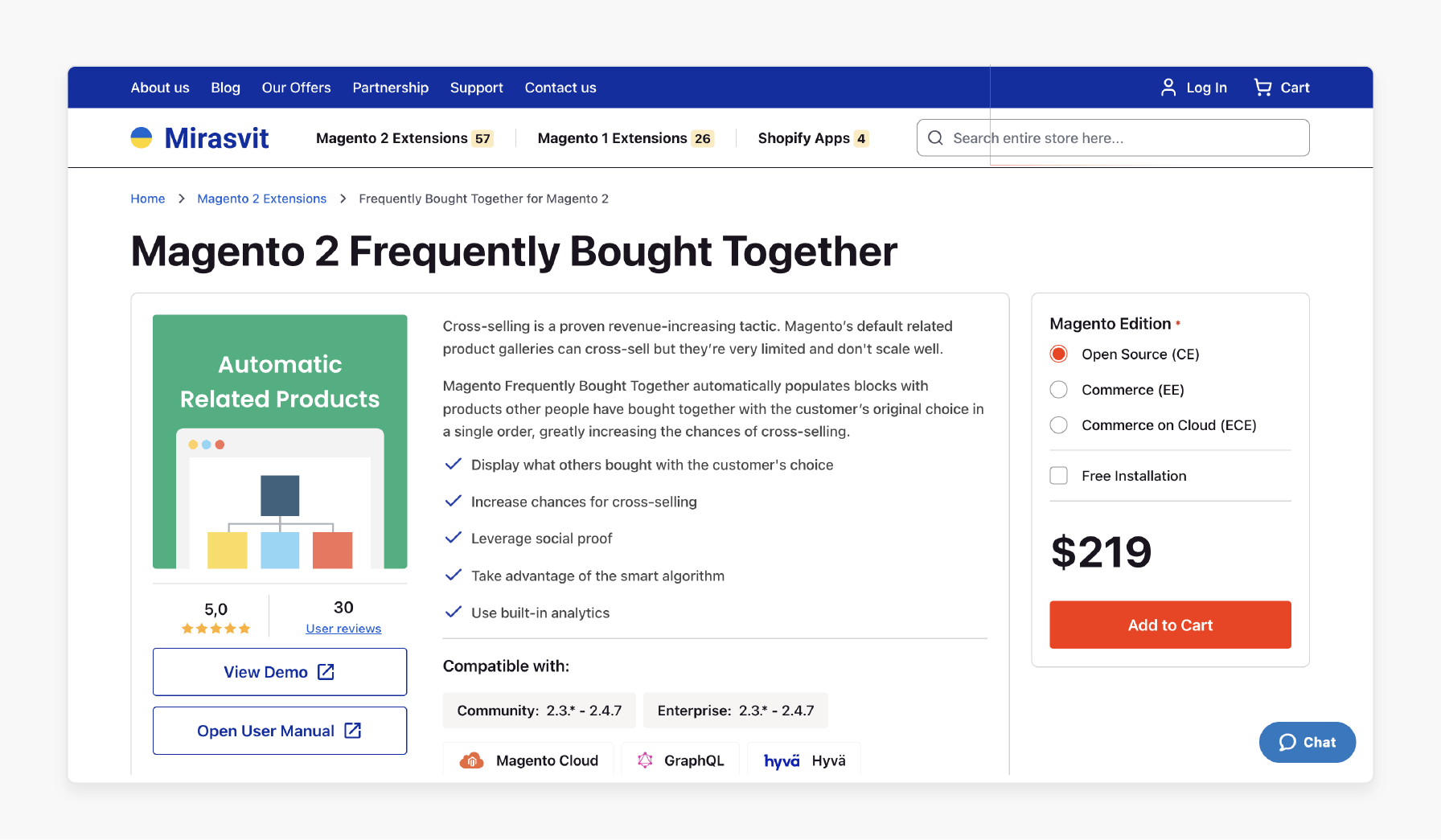 magento 2 frequently bought together module by mirasvit with cross-selling capabilities and analytics