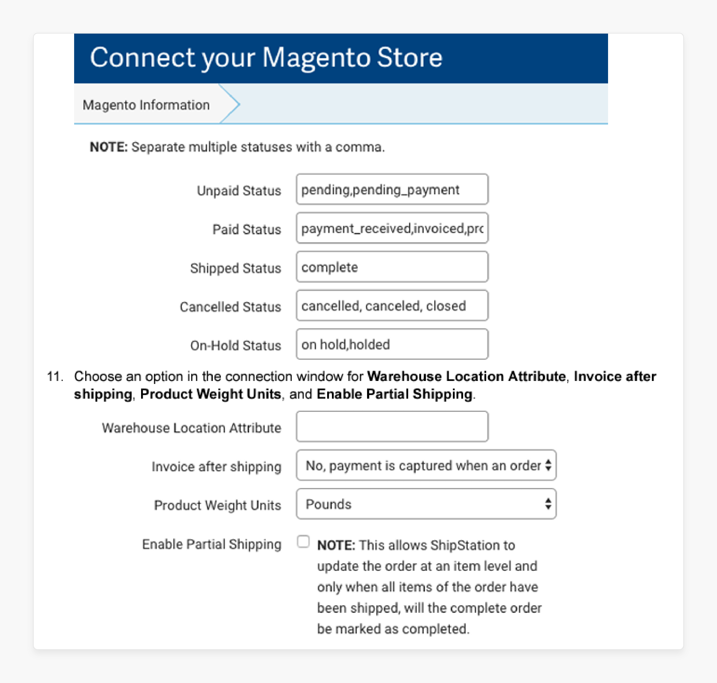 Test Magento API connection in ShipStation