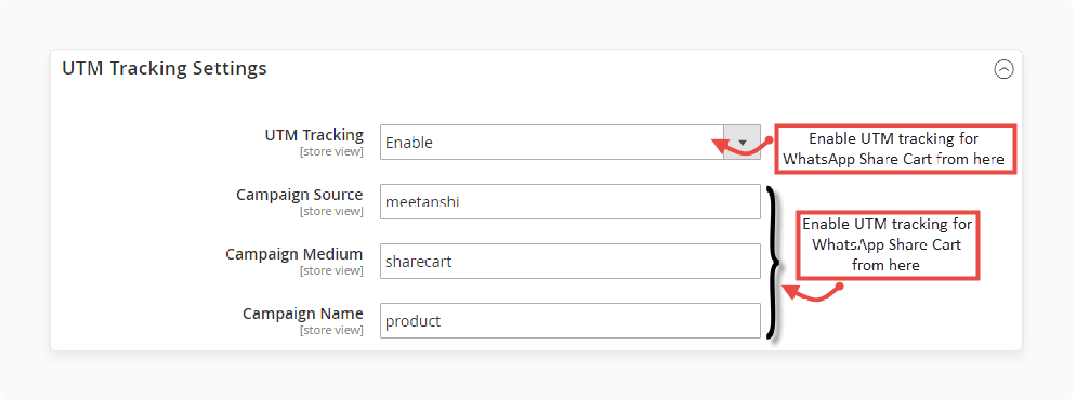 Configuring UTM Tracking Settings of Magento 2 WhatsApp Share Cart Extension