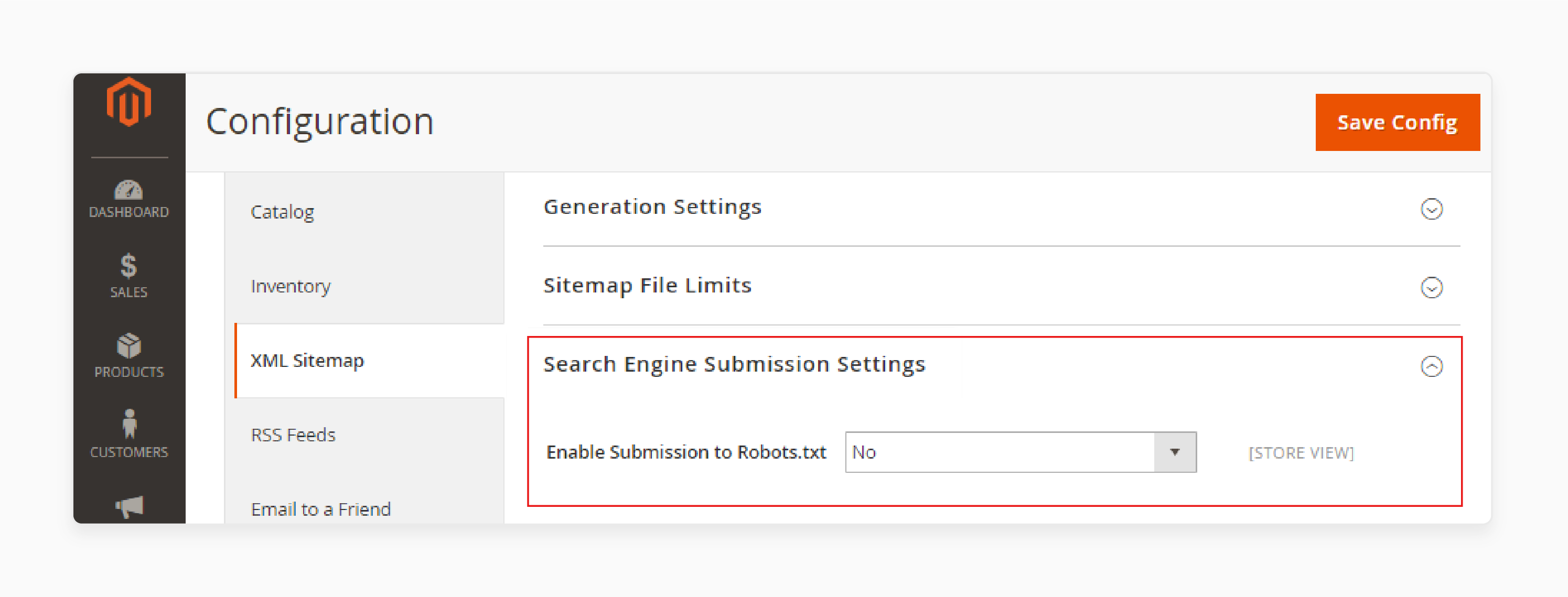 Complete the Search Engine Submission Settings