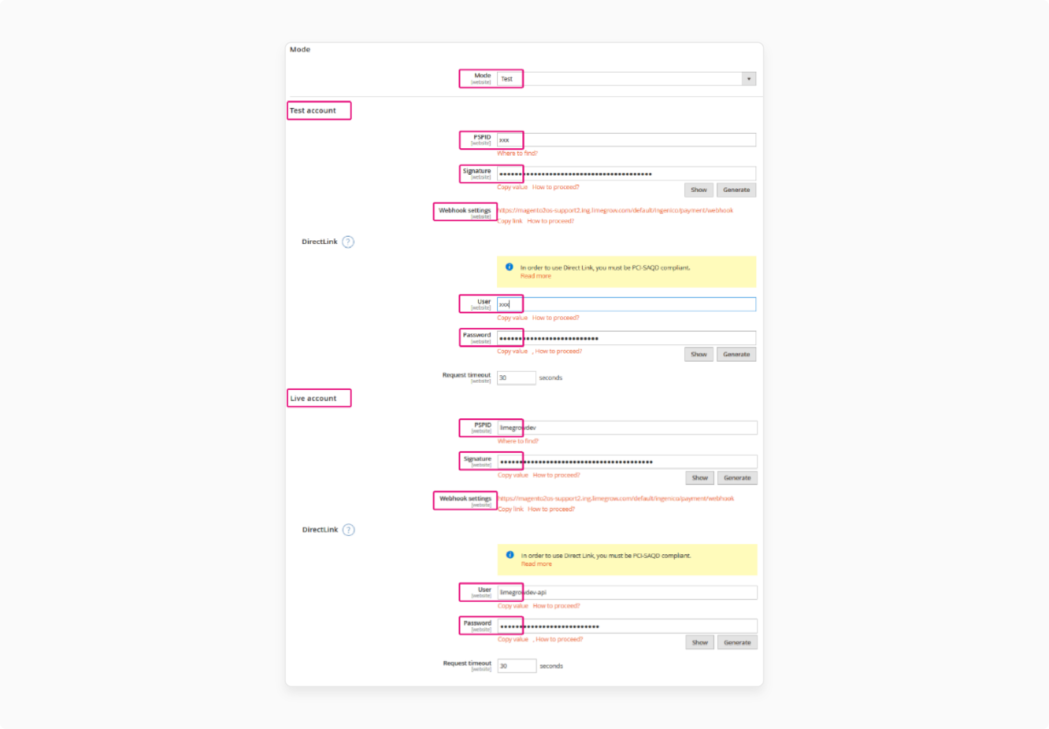 worldline payment gateway url configuration with merchant page settings