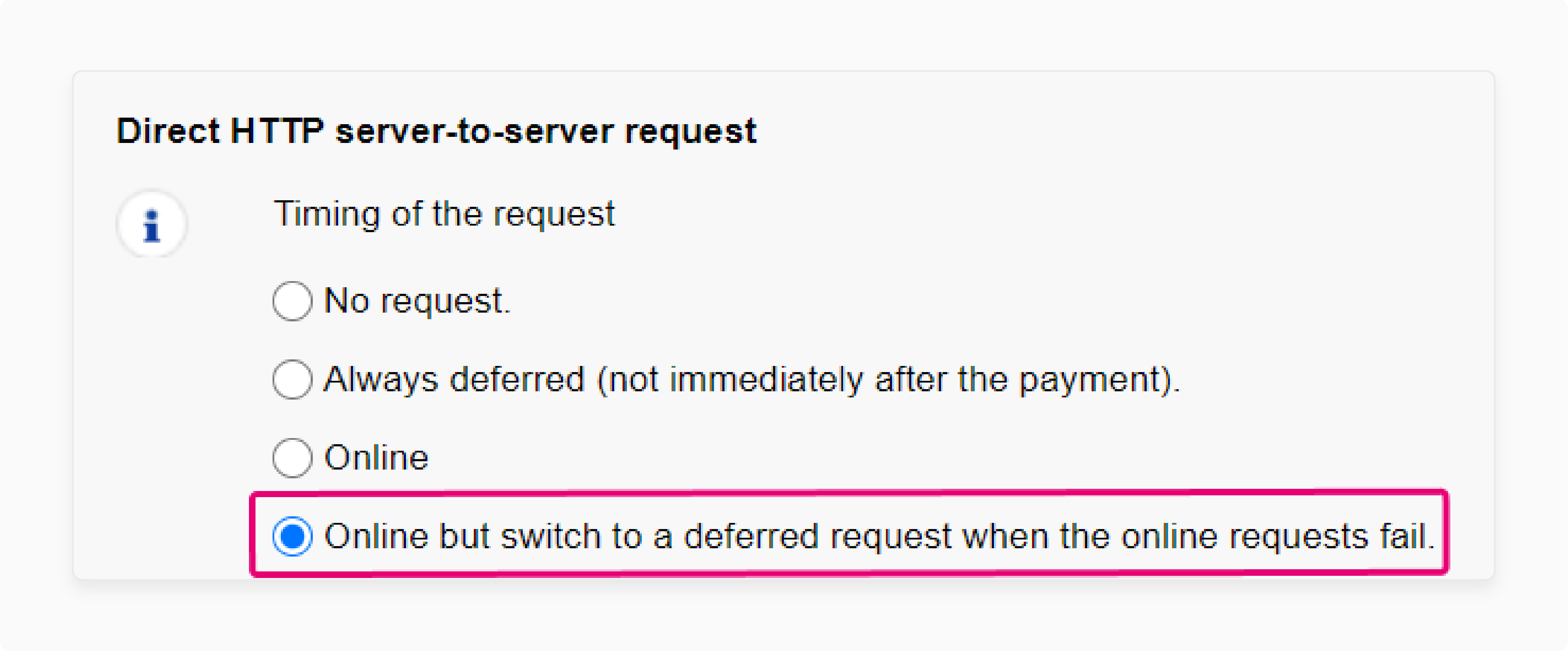 worldline direct http request configuration with timing options