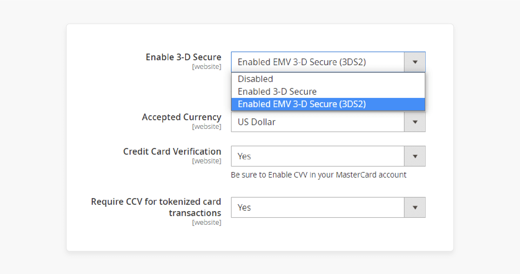 Enable the 3d secure feature in the magento 2 mastercard payment gateway extension