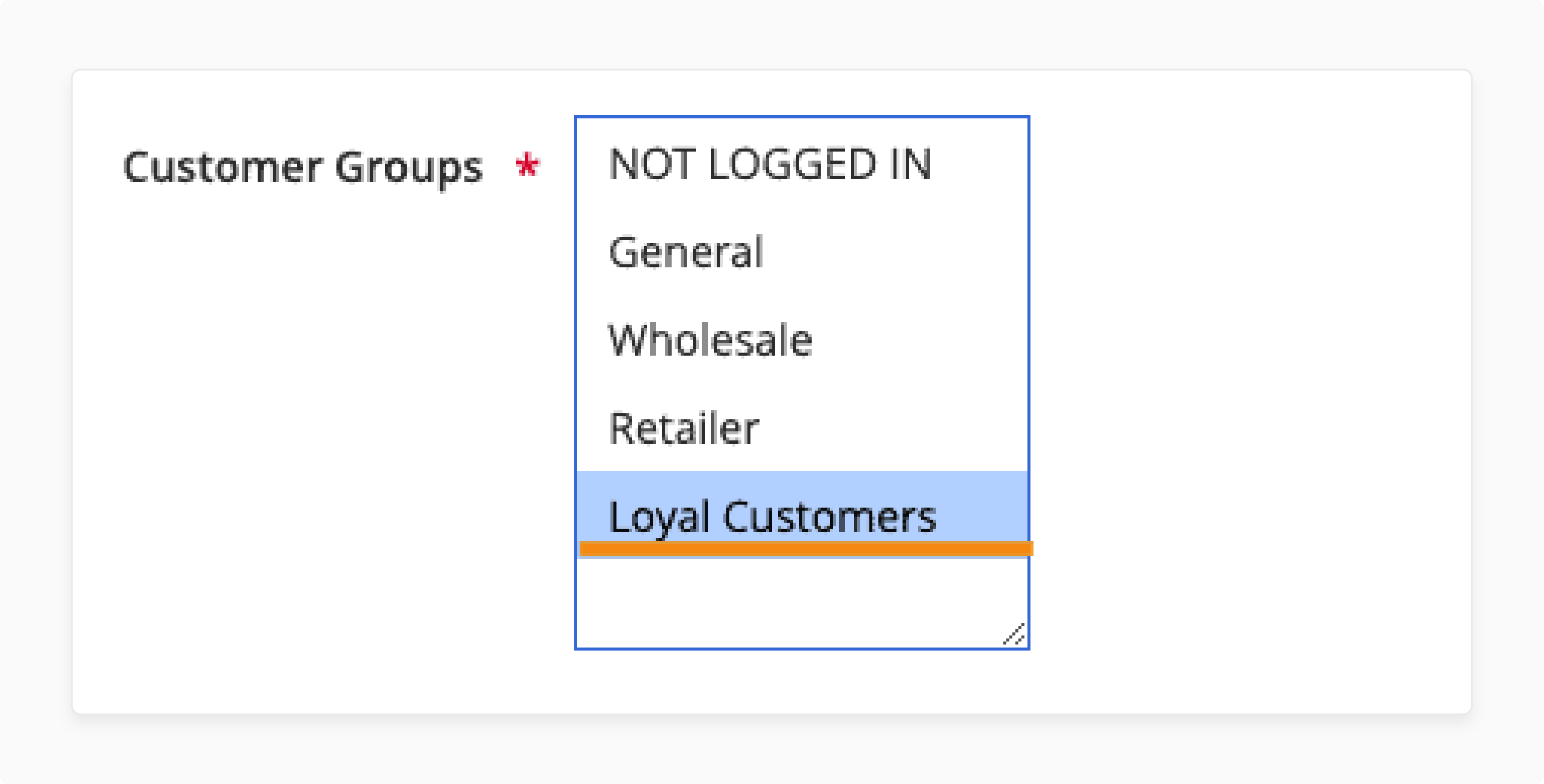 magento 2 customer groups selection with loyal customers segment