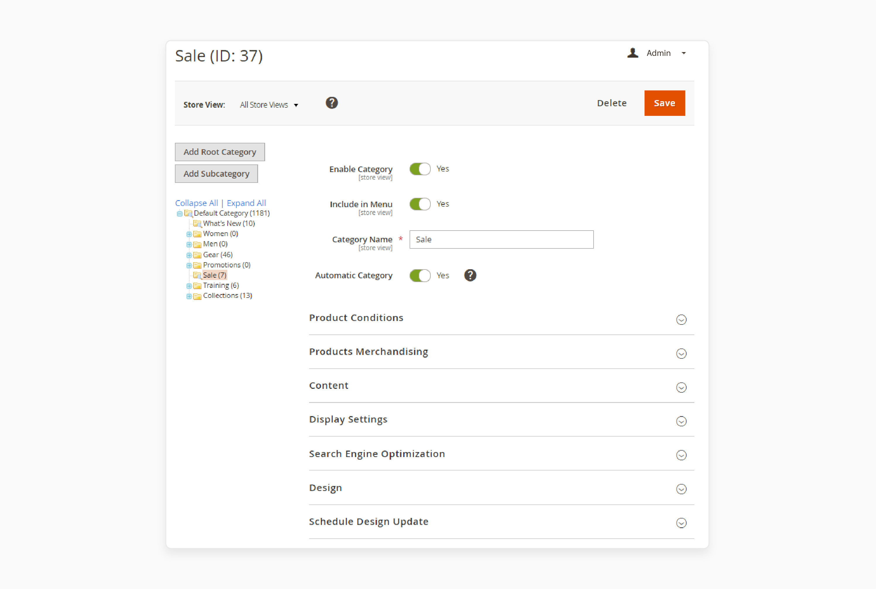 create root or subcategories in magento 2 visual merchandiser for better category organization