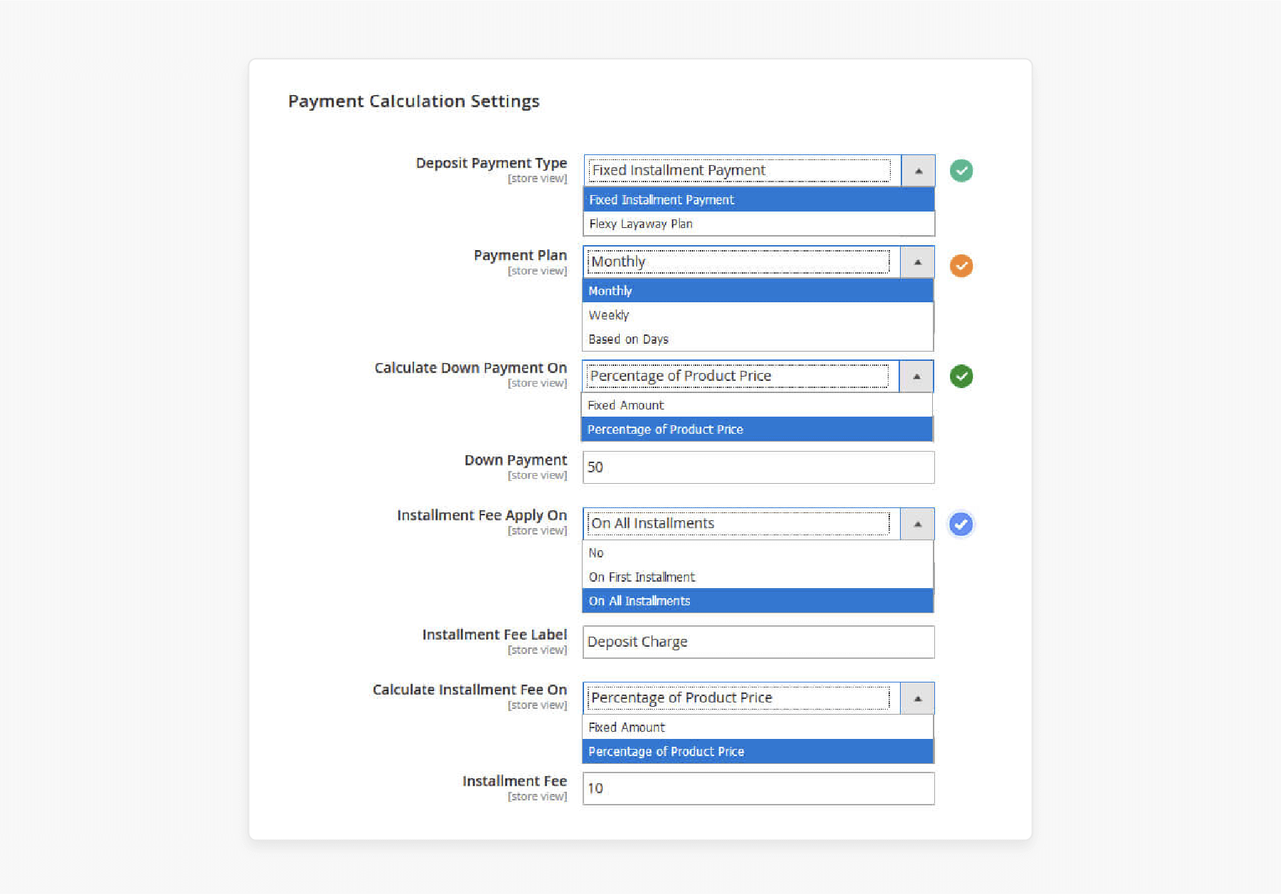 Configure Down Payment Settings for Magento 2 Deposit Payment Extension