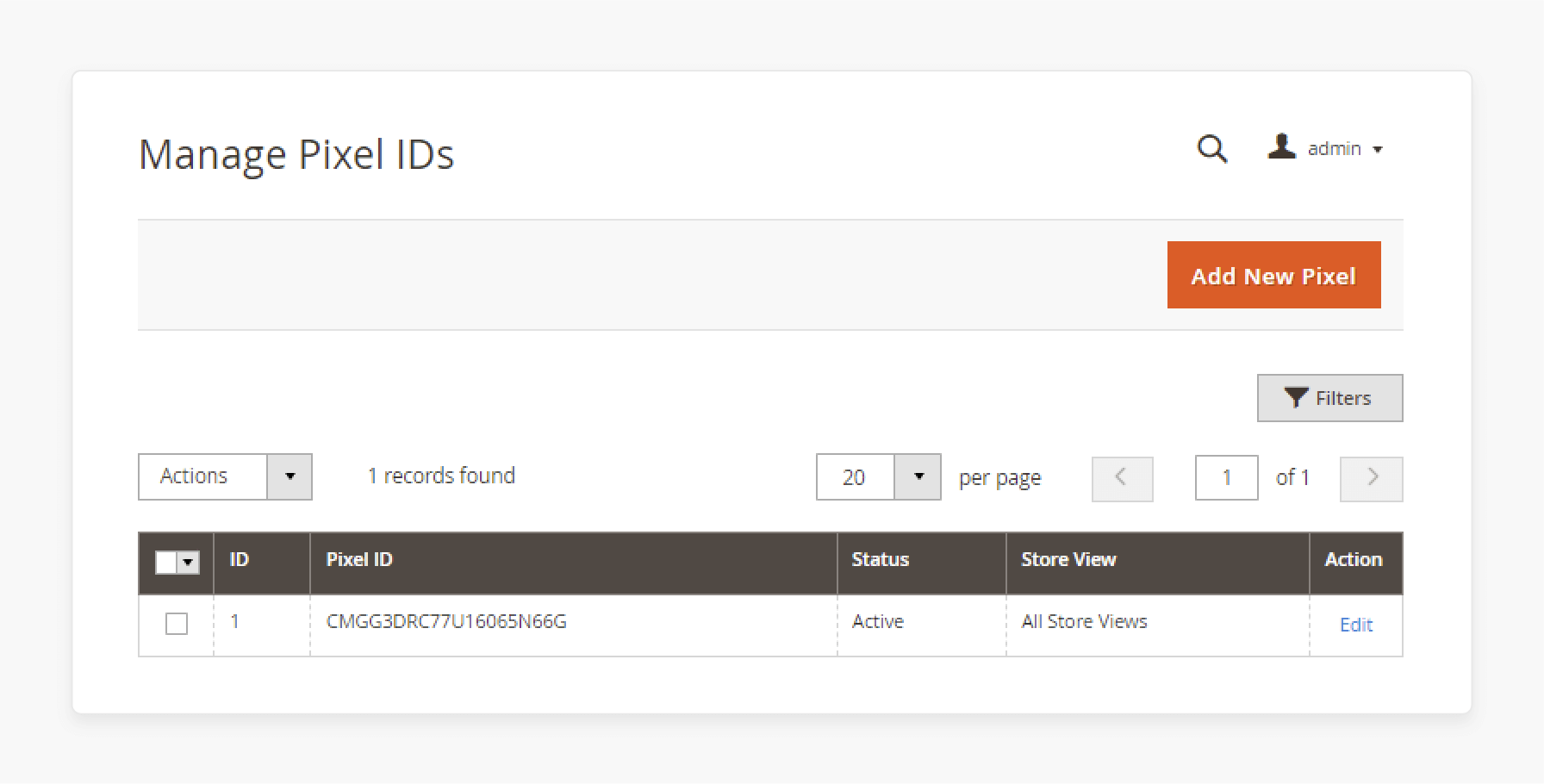 Manage Pixel IDs in Magento 2