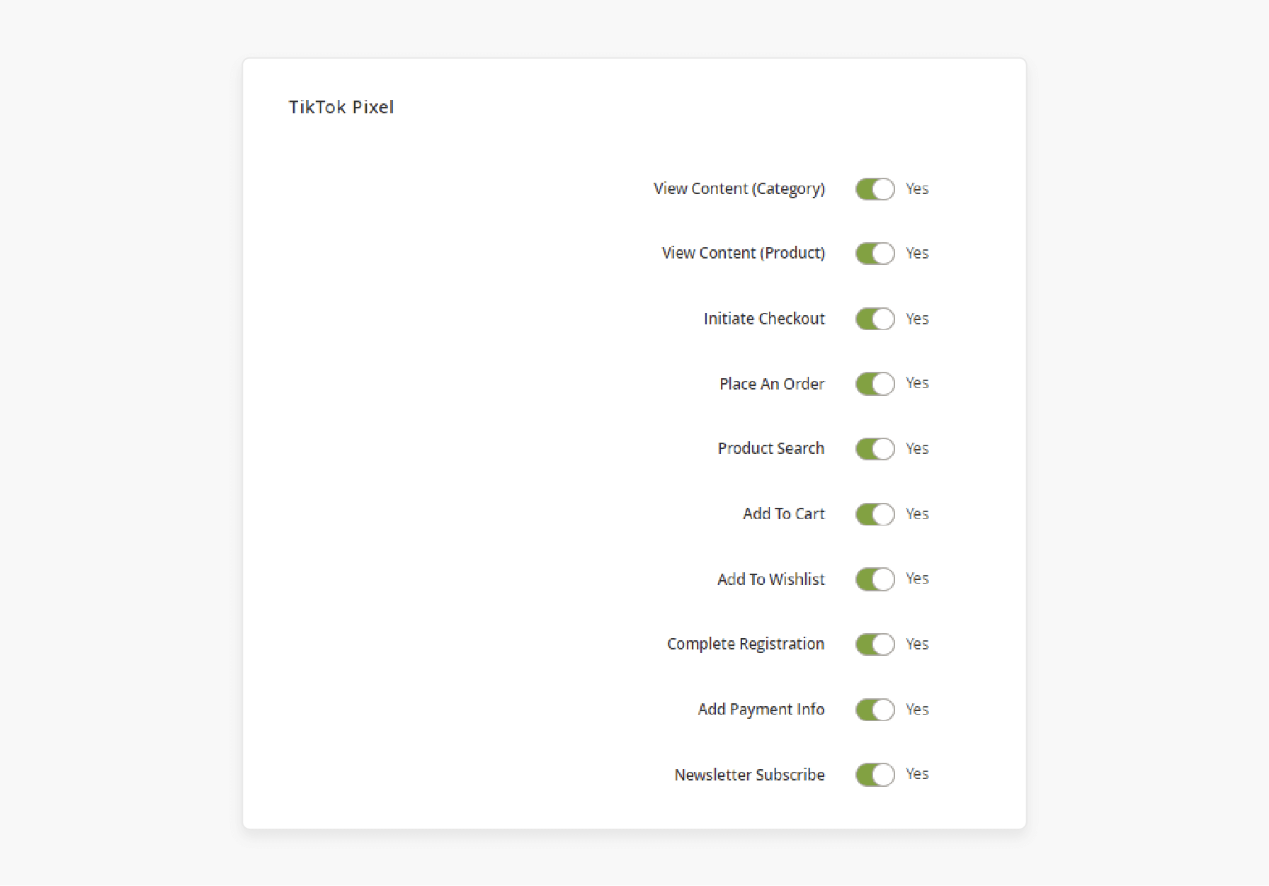 Choose events to track with TikTok Pixel