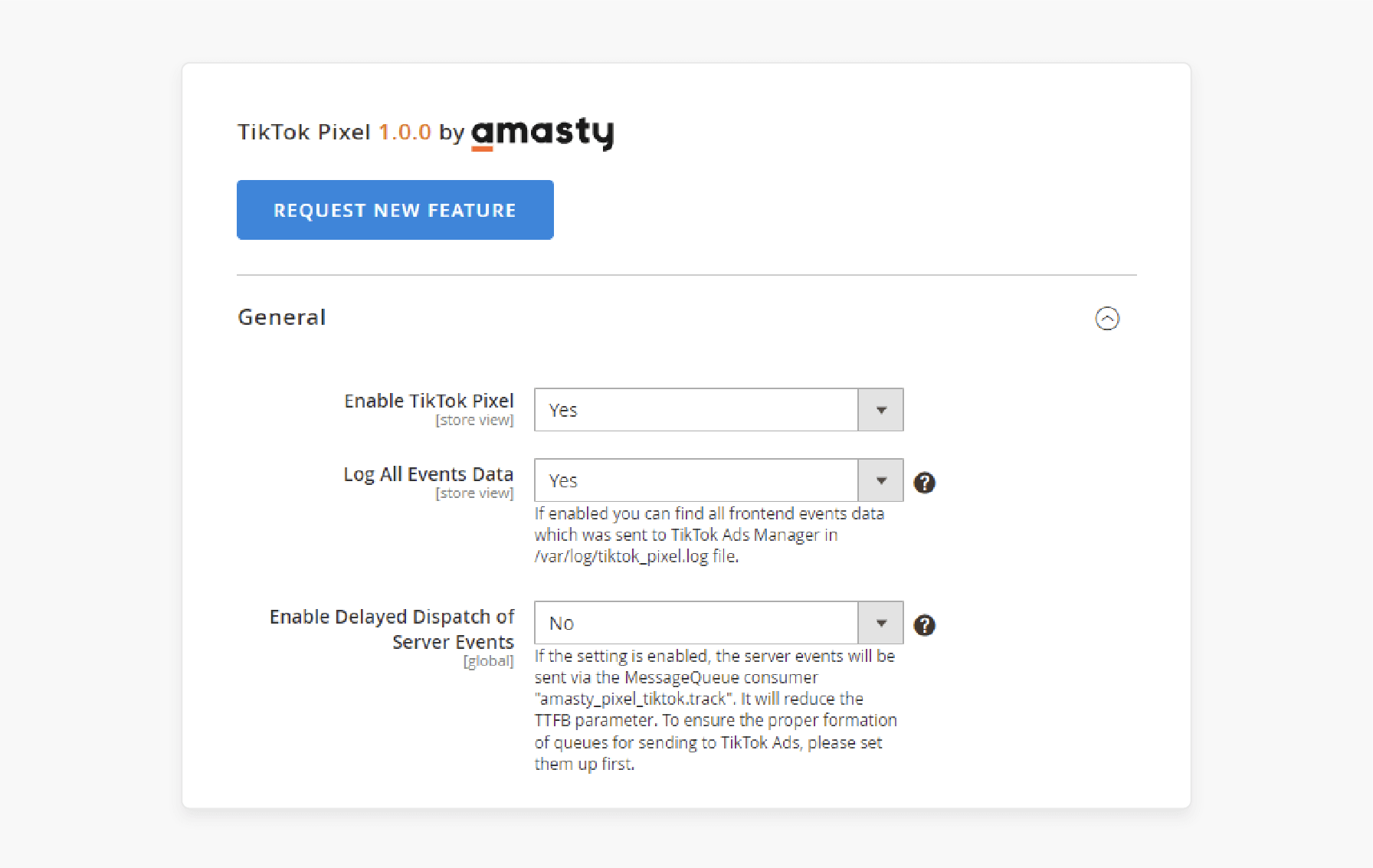 Access general settings for TikTok Pixel