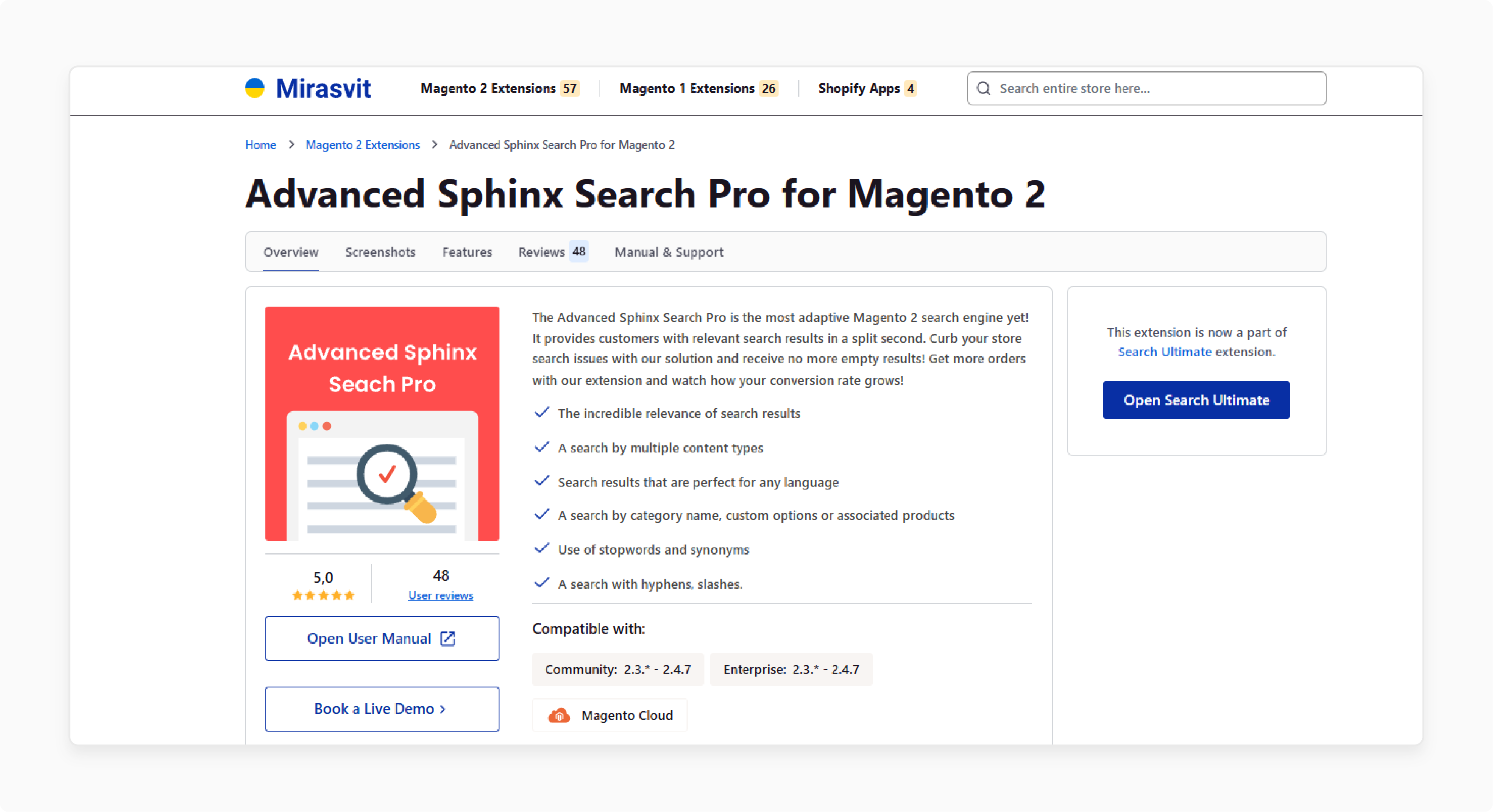 Advanced Sphinx Search Pro for scalable Magento 2 search