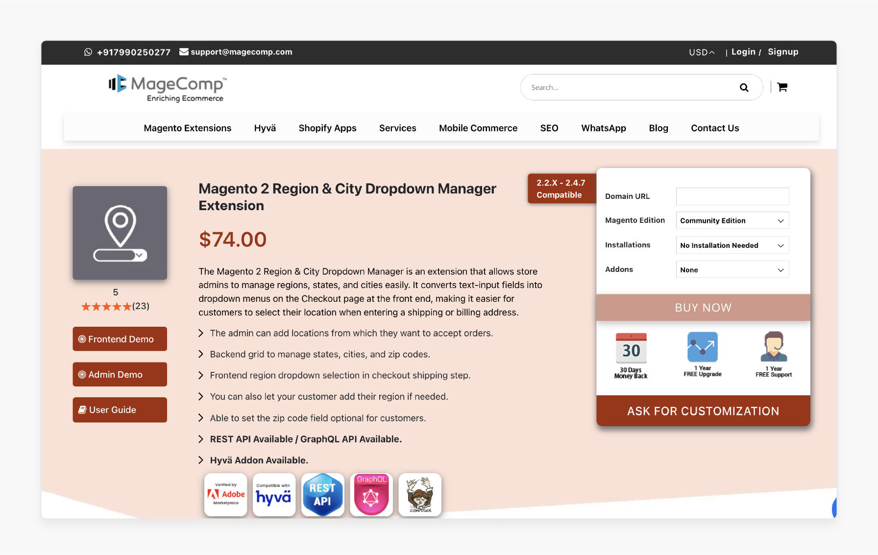 Magento 2 City And Region Dropdown Manager Extensions: MageComp Magento 2 Region &amp; City Dropdown Manager Extension