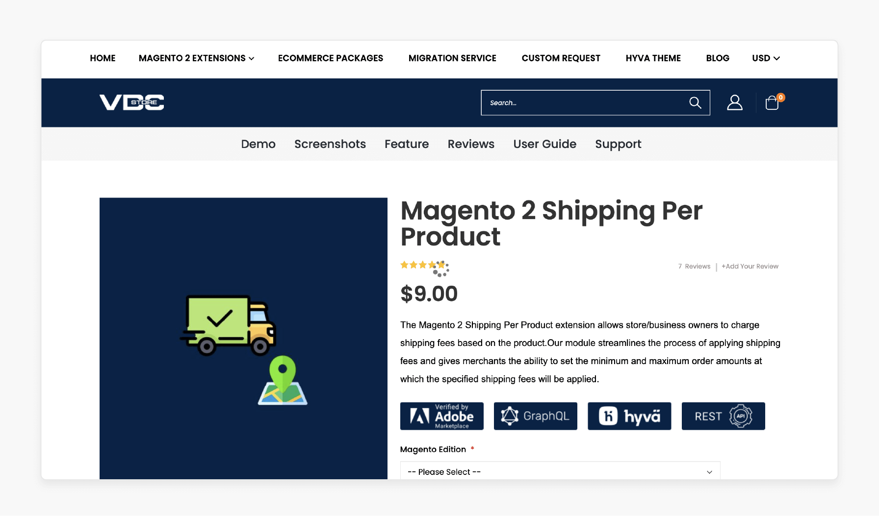 estimated shipping rate extension by vdc store for magento 2