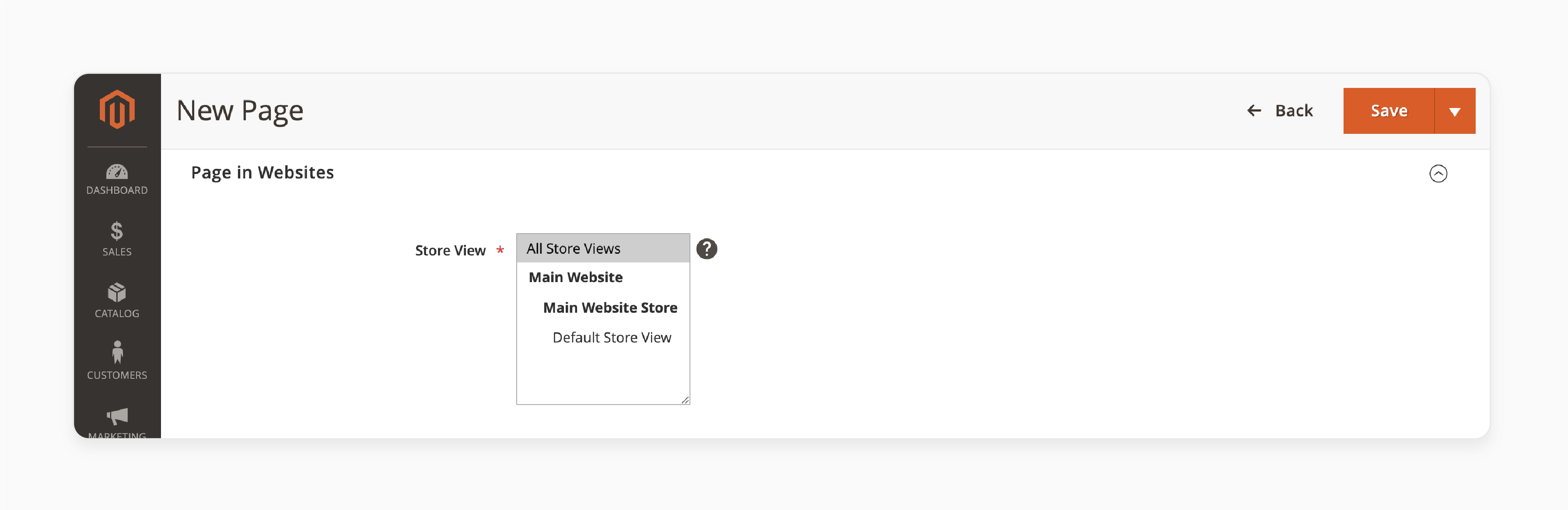 Setting page locations in Magento CMS for display