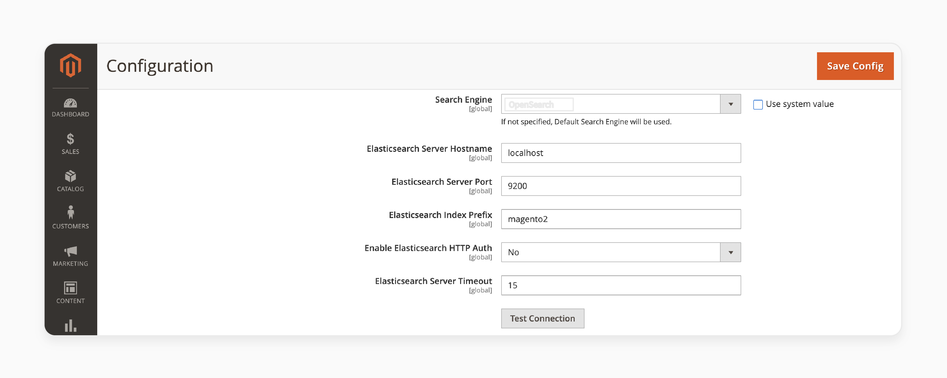 Setting up OpenSearch search engine in Magento 2