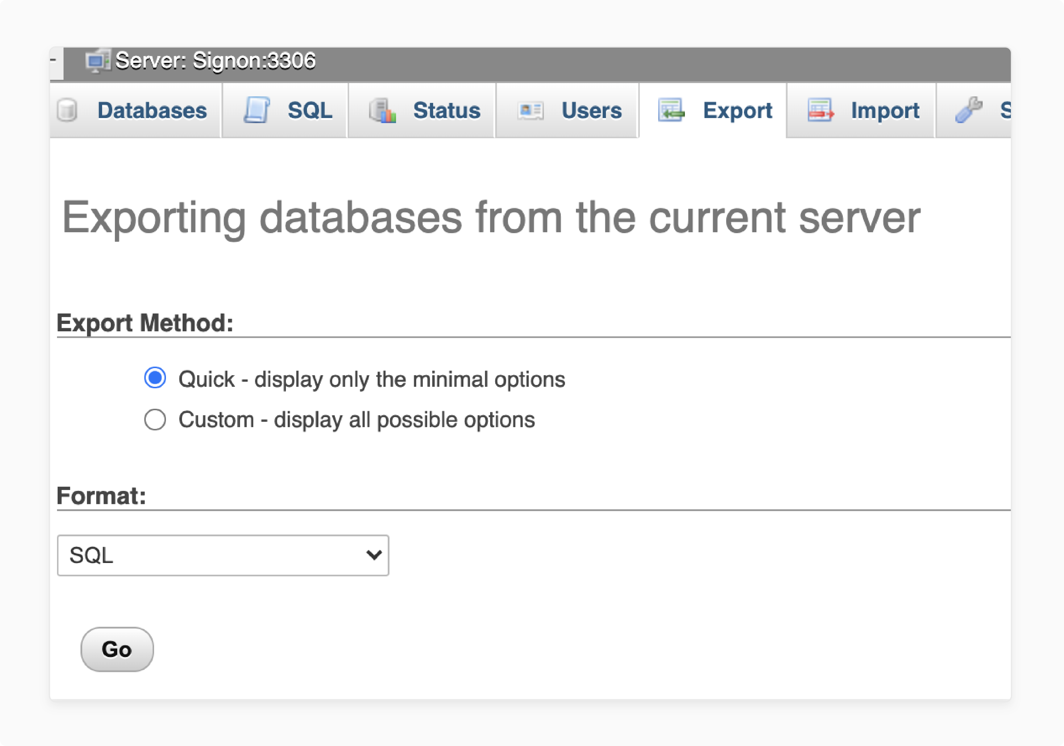 Export The Database From The Current Server