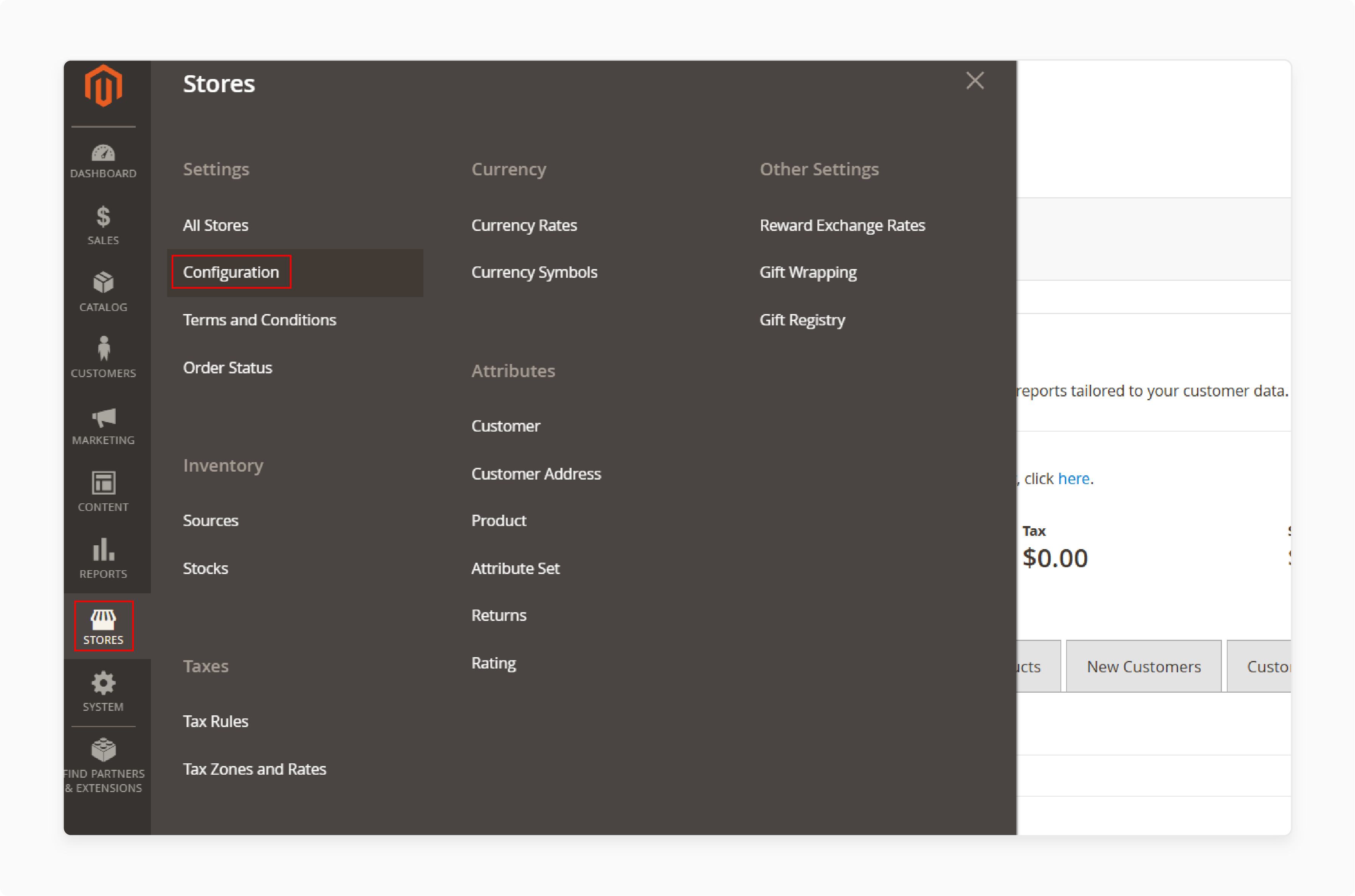 Navigate to Configuration Settings To Disable Gift Cards From The Admin Panel