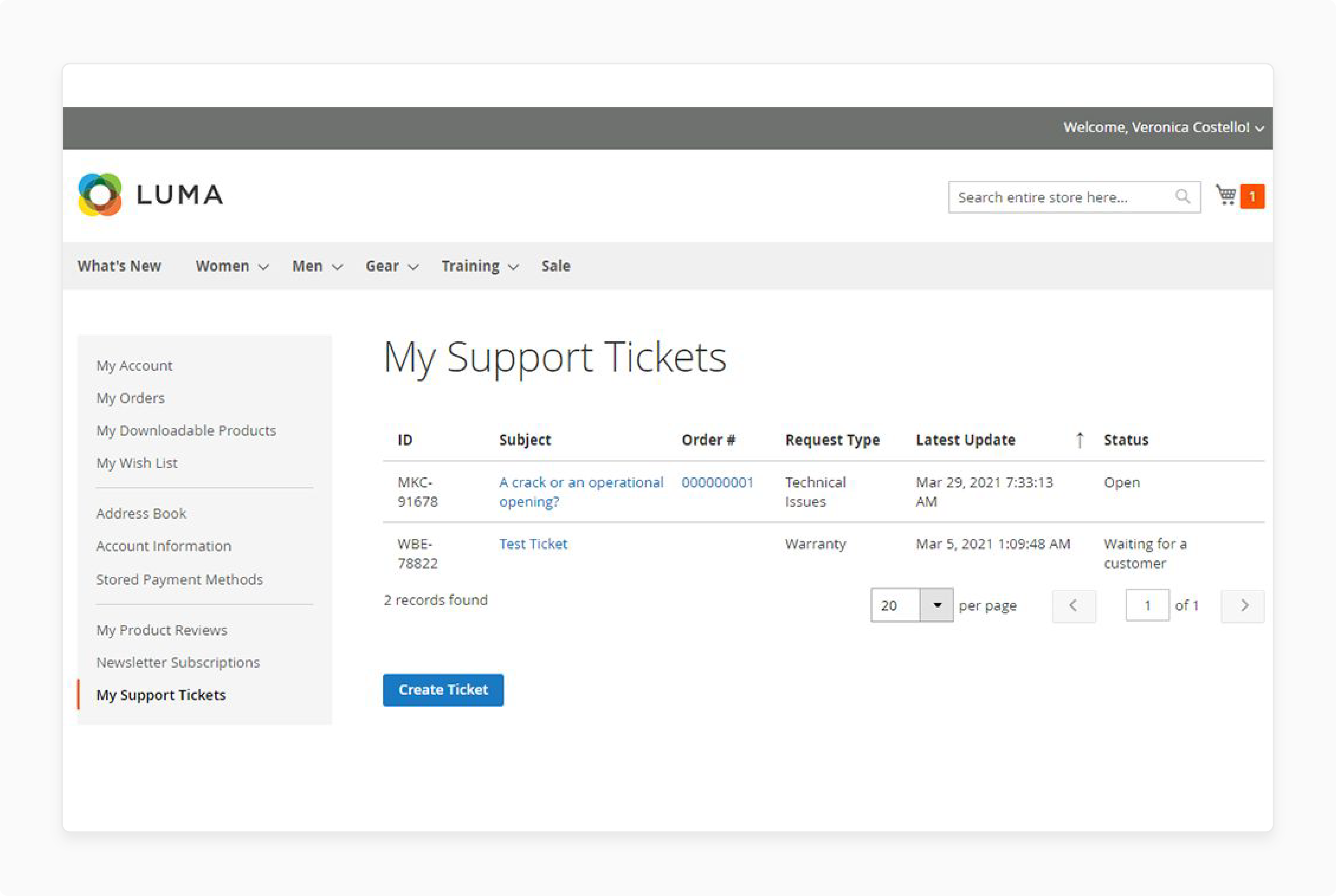 Manage tickets from the customer interface