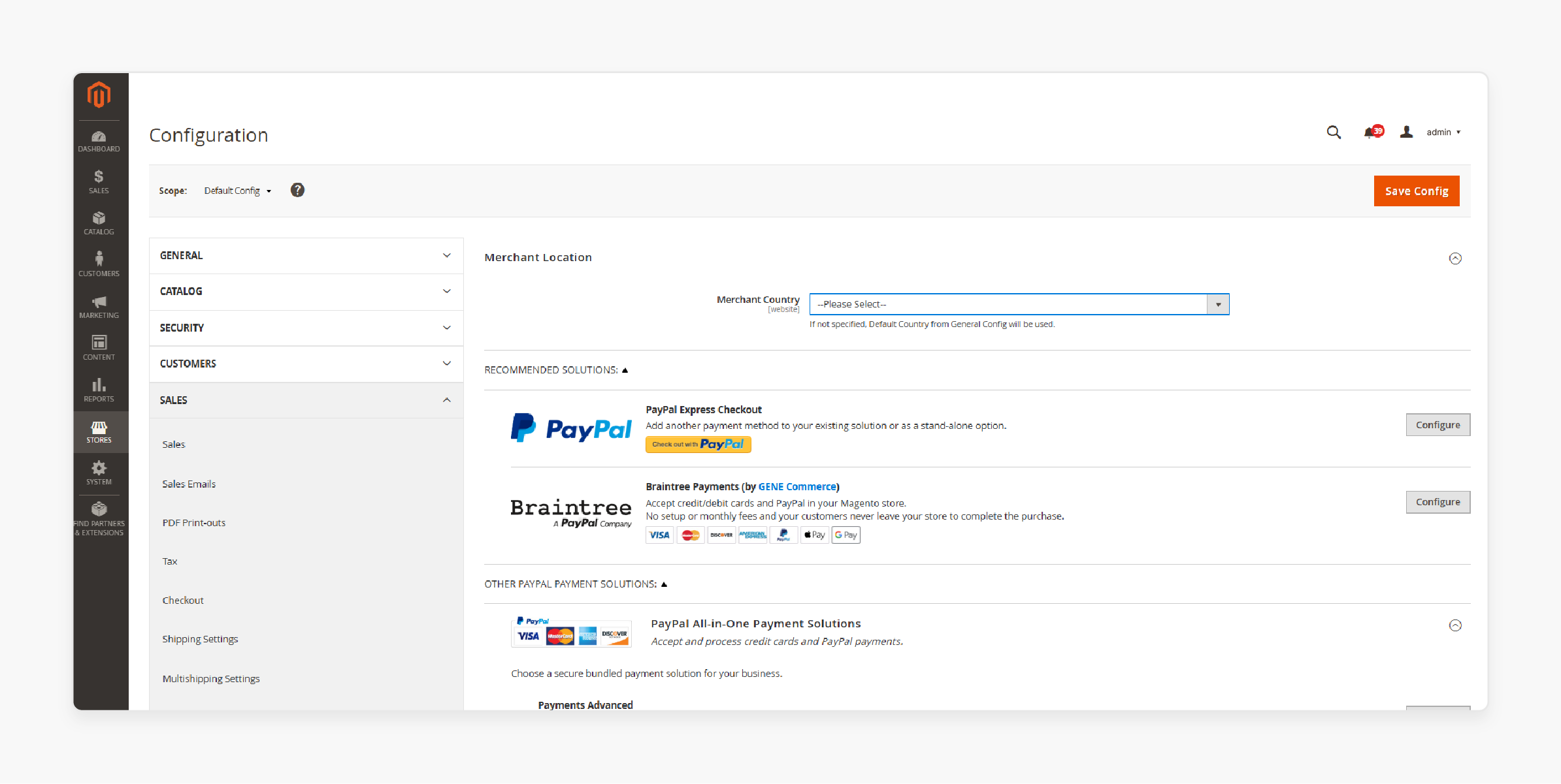 Payment options section in Magento 2 settings