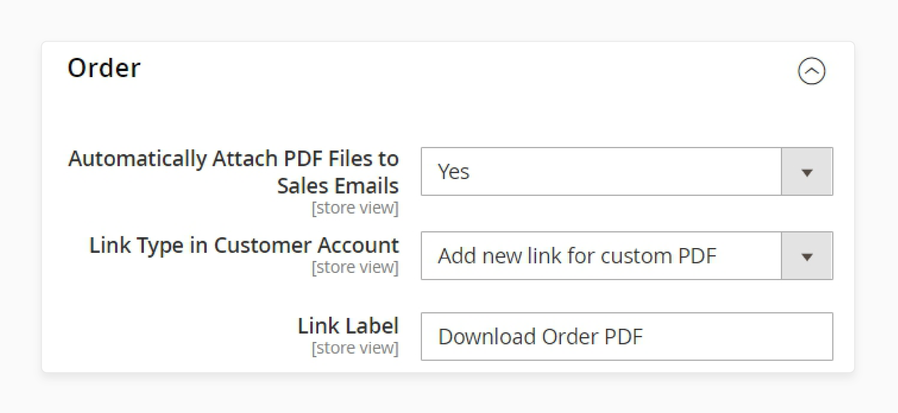 Configure order settings in the pdf customizer for Magento 2 settings