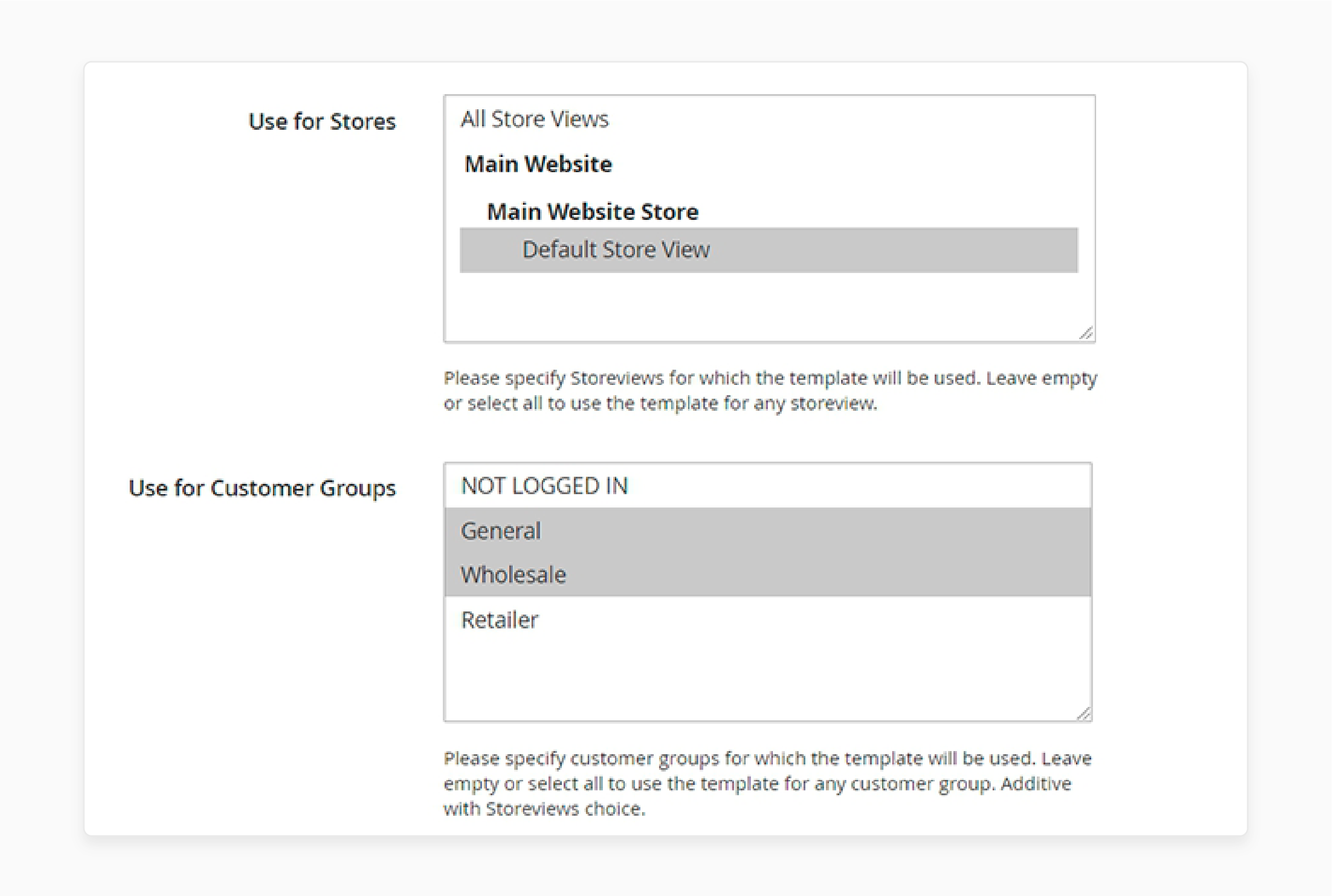 Select the customer groups in the pdf customizer for Magento 2 settings