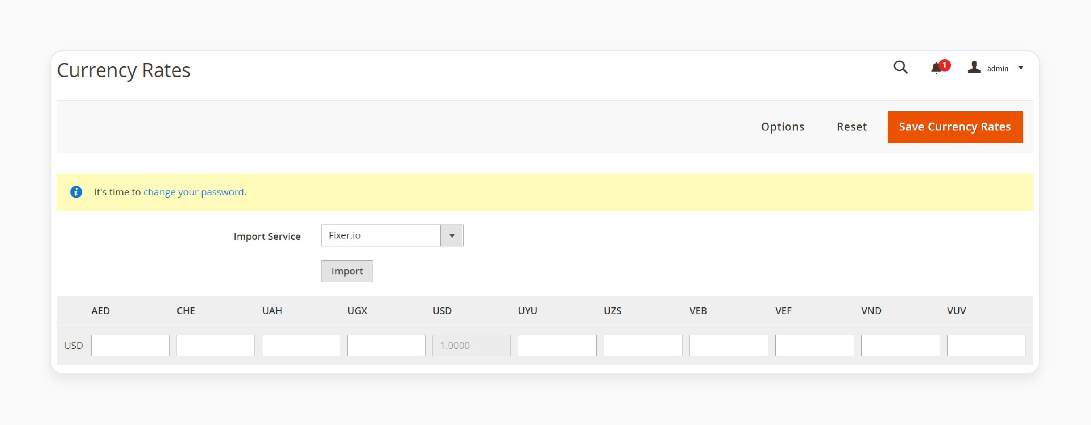 Access currency rates in Magento 2 admin