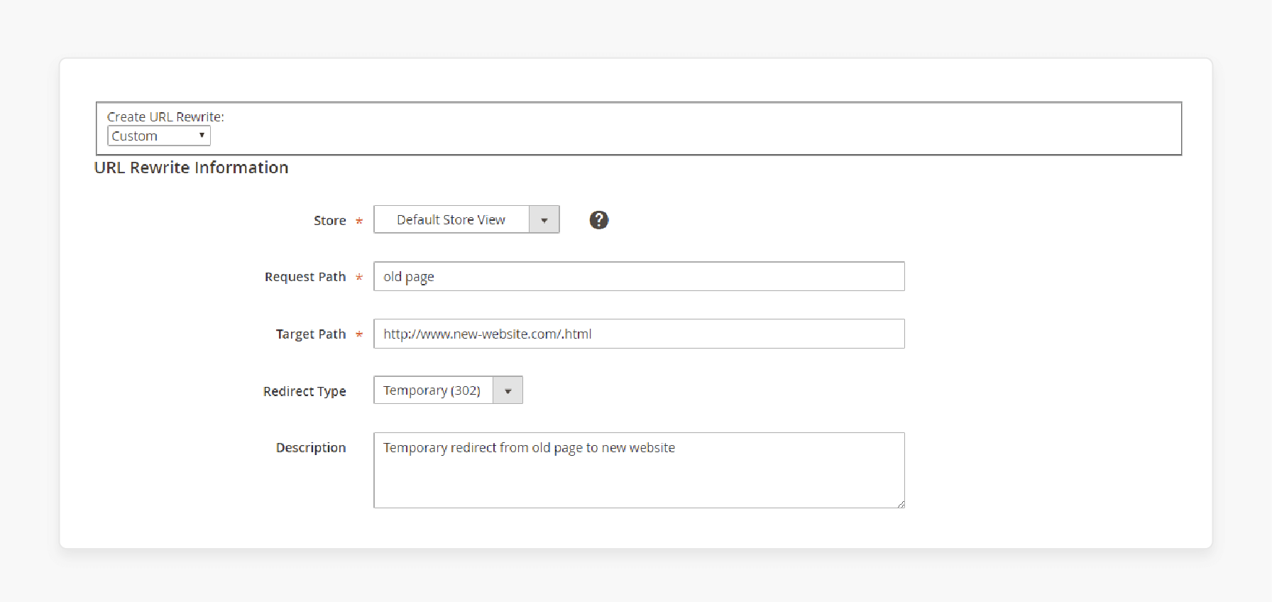 select 301 or 302 redirect type in magento 2 setup