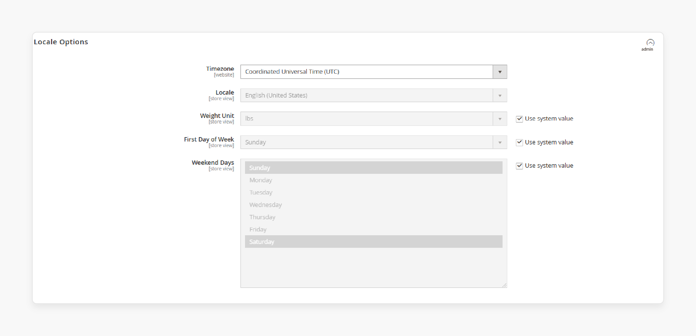 Configuring Locale Options in Magento 2 Language Pack Admin Panel Settings