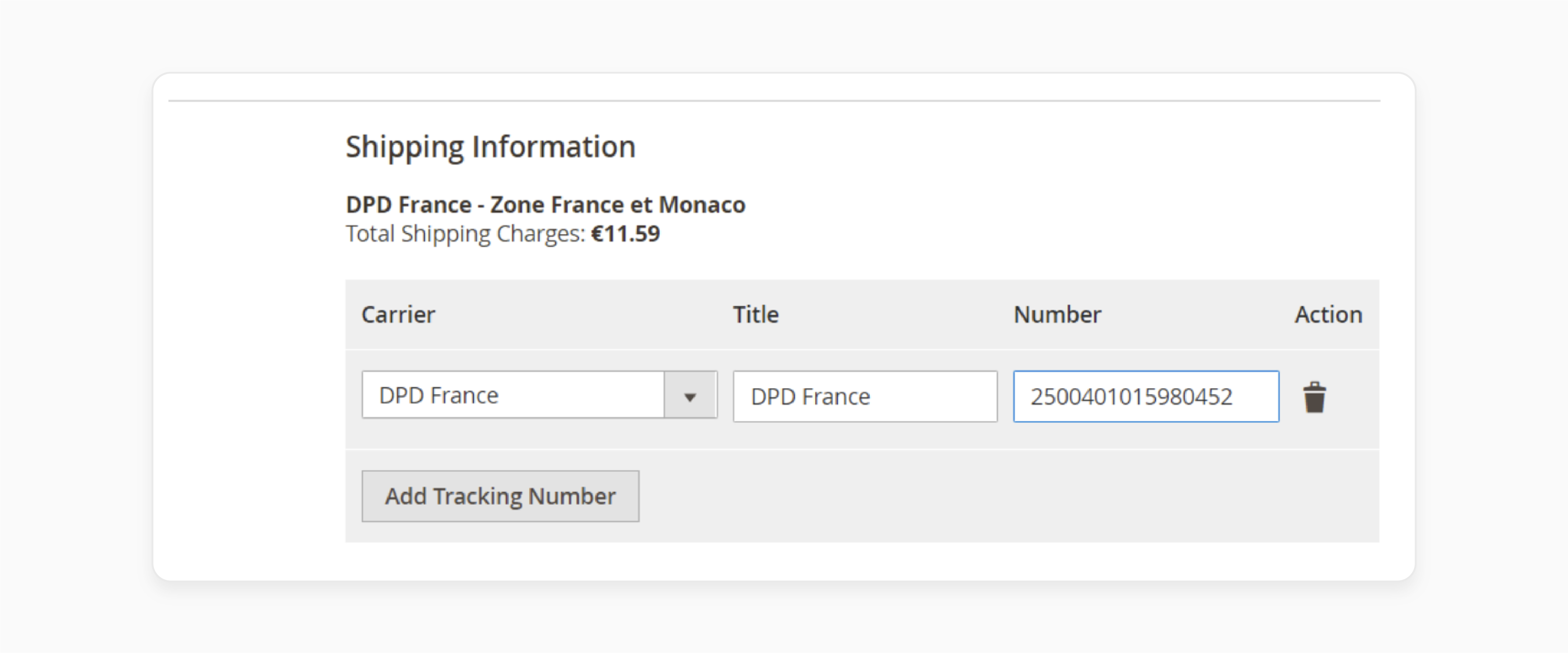 Provide shipping number URL in the dpd integration magento 2 extension