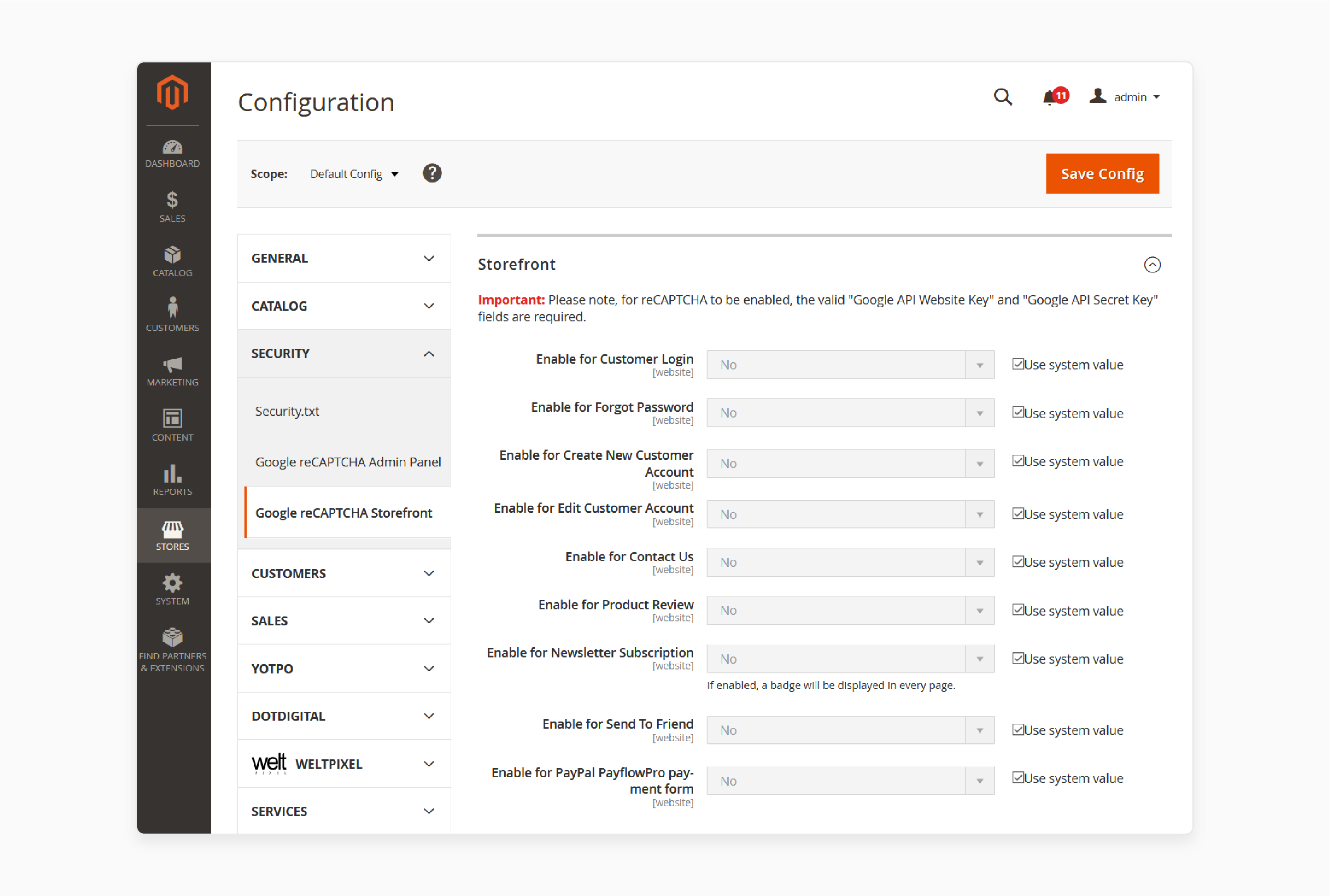 teps to configure google recaptcha v3 in magento 2 storefront