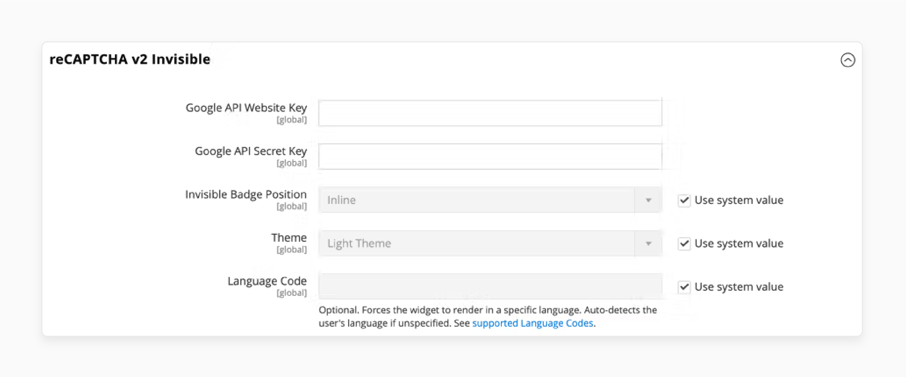 configuring invisible recaptcha v2 in magento 2 settings