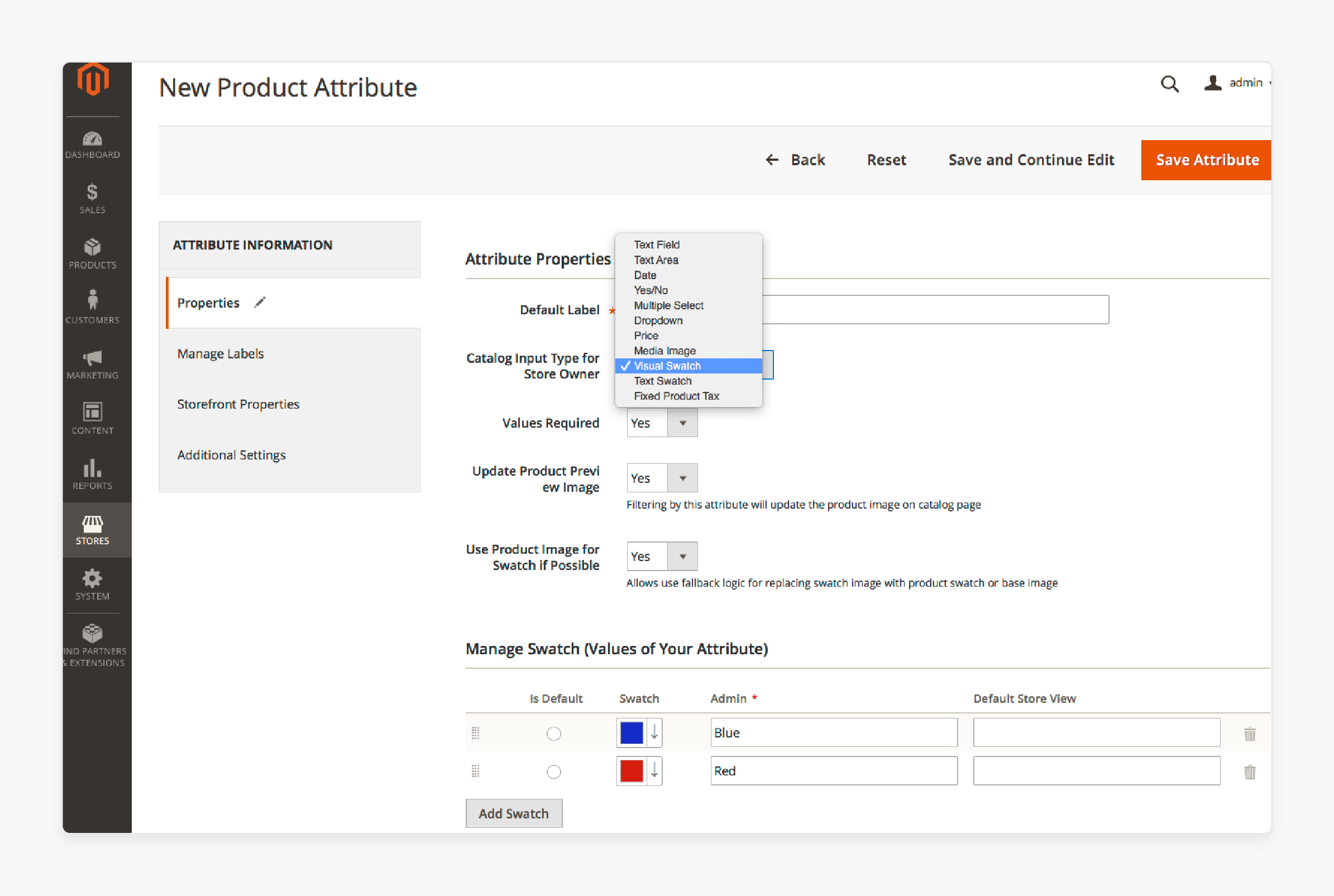 setting up visual swatches for configurable products in magento 2