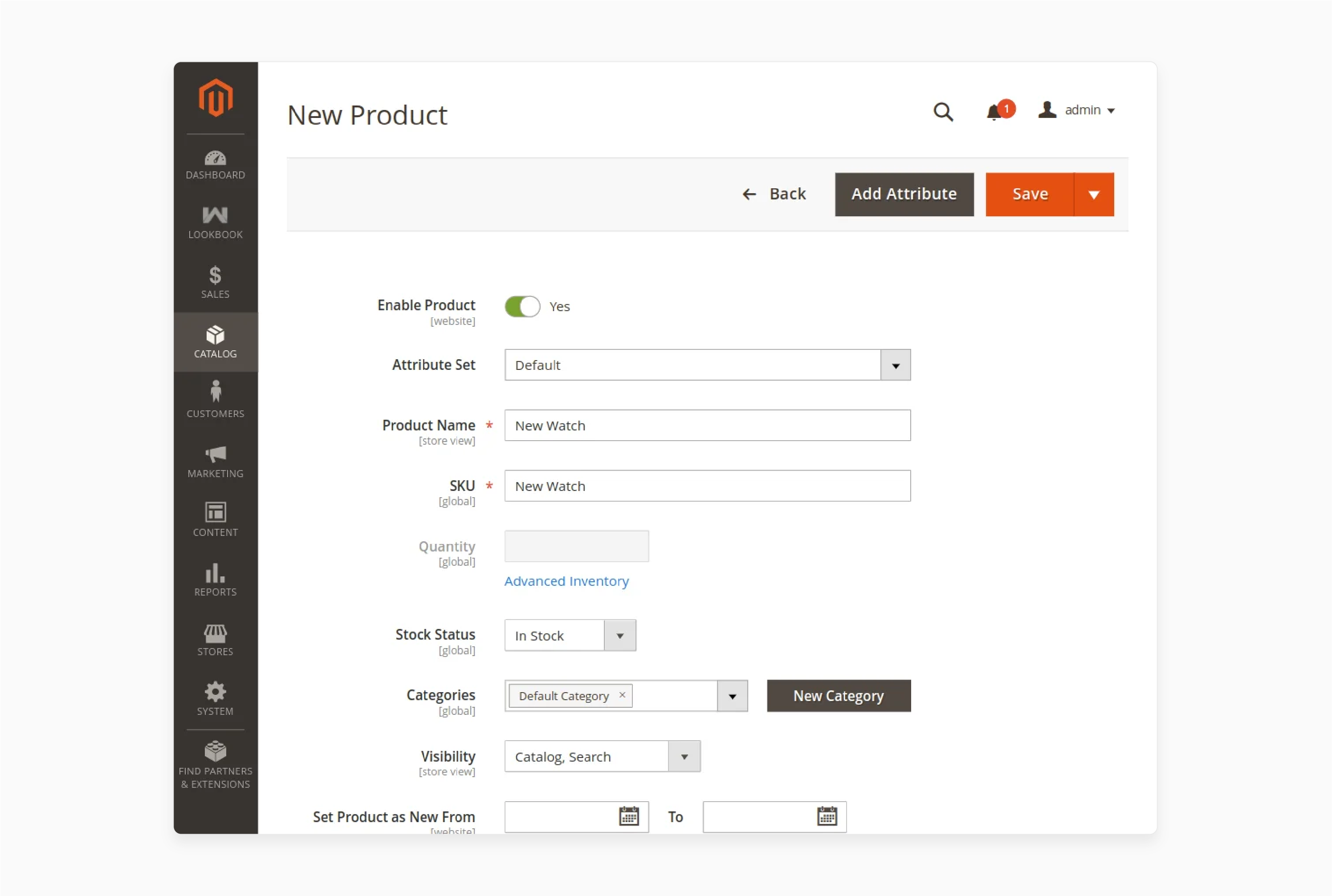 Edit product settings in the Magento 2 lookbook extension