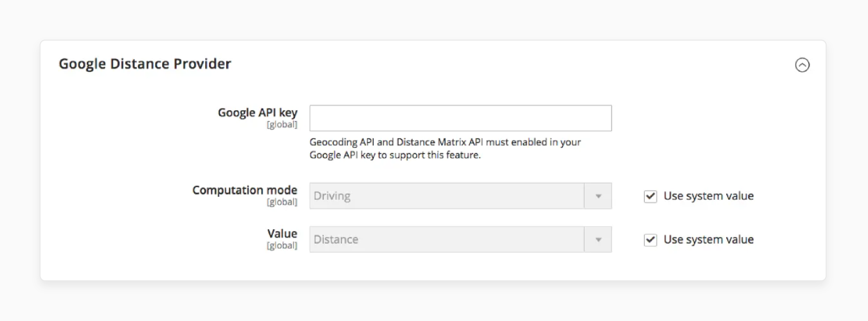 google distance provider configuration settings in magento 2 inventory management