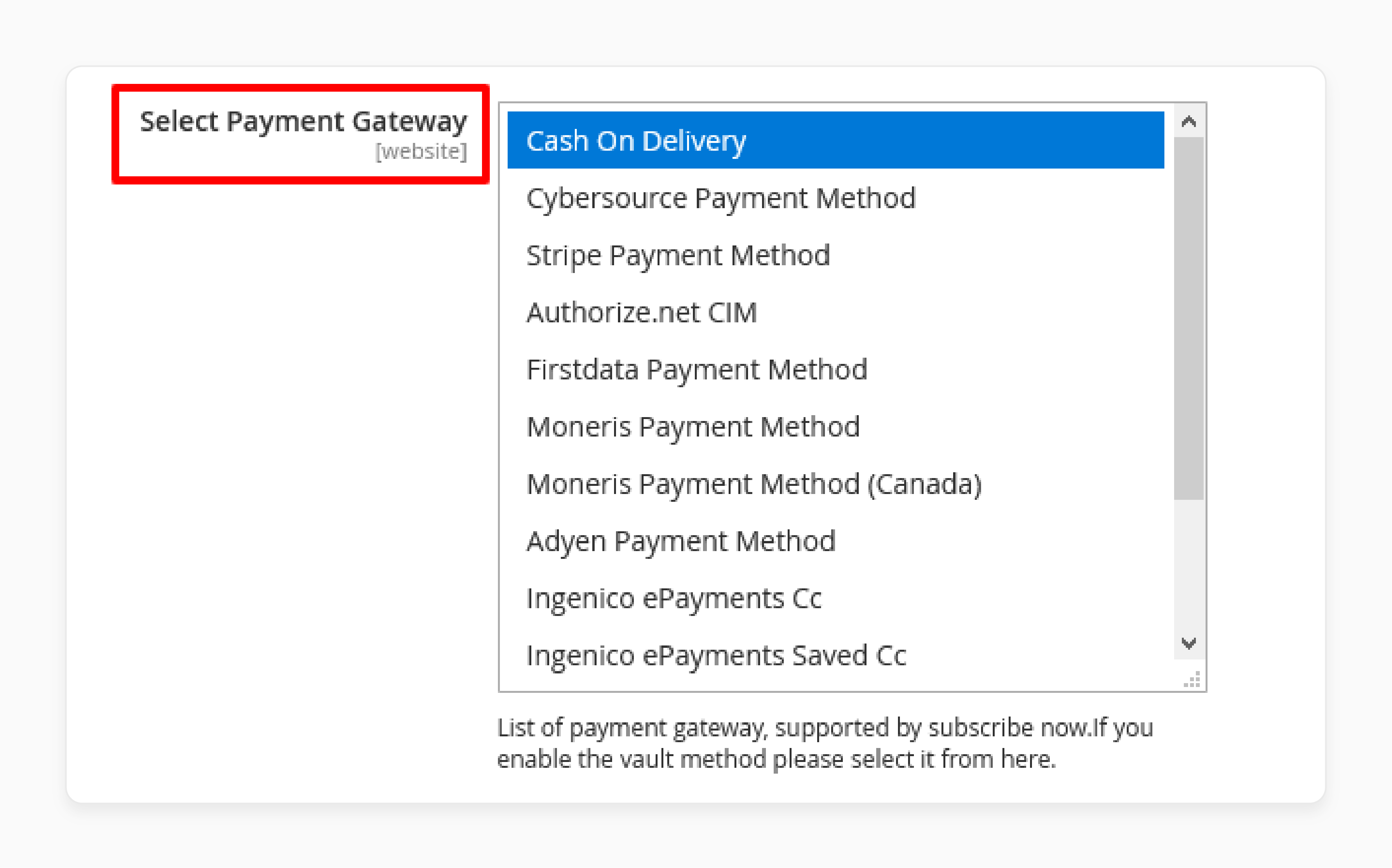 Payment gateway setup for subscriptions