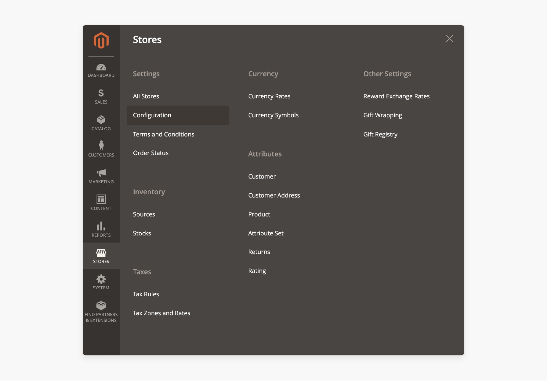 Go to Stores &gt; Settings &gt; Configuration