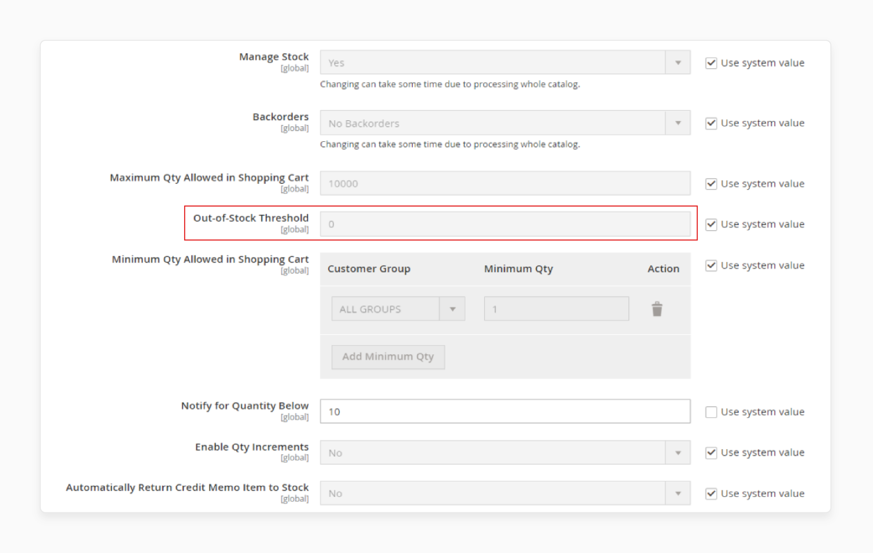 Set the Out-of-Stock Limit to Set Up Magento 2 Out-Of-Stock Threshold