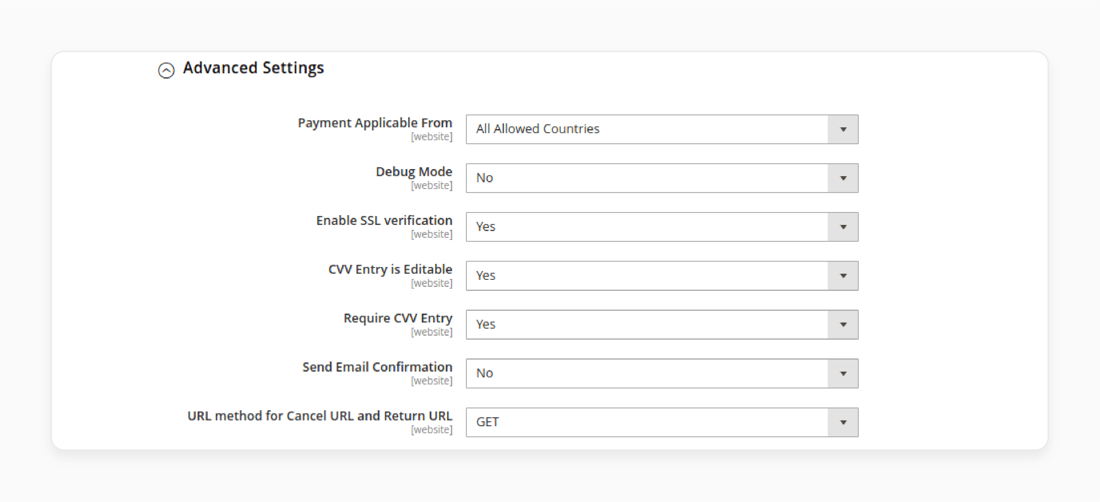 configuring paypal payments pro settings in magento 2