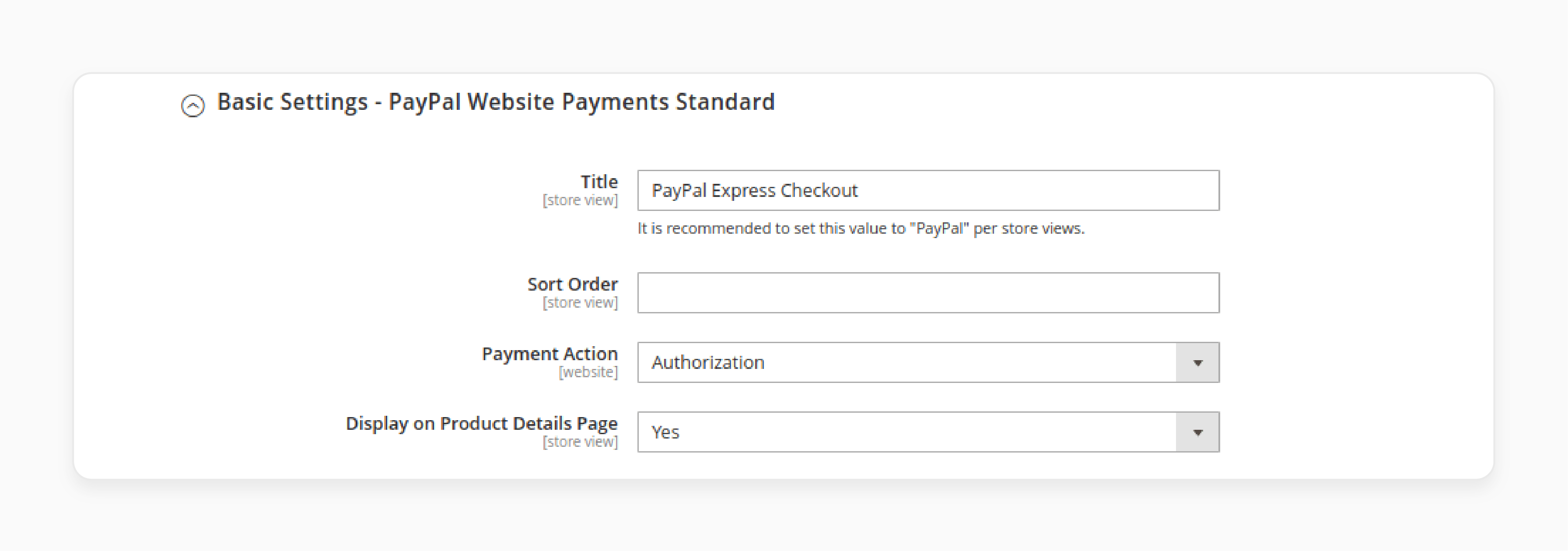 filling out basic settings for magento 2 paypal payments advanced