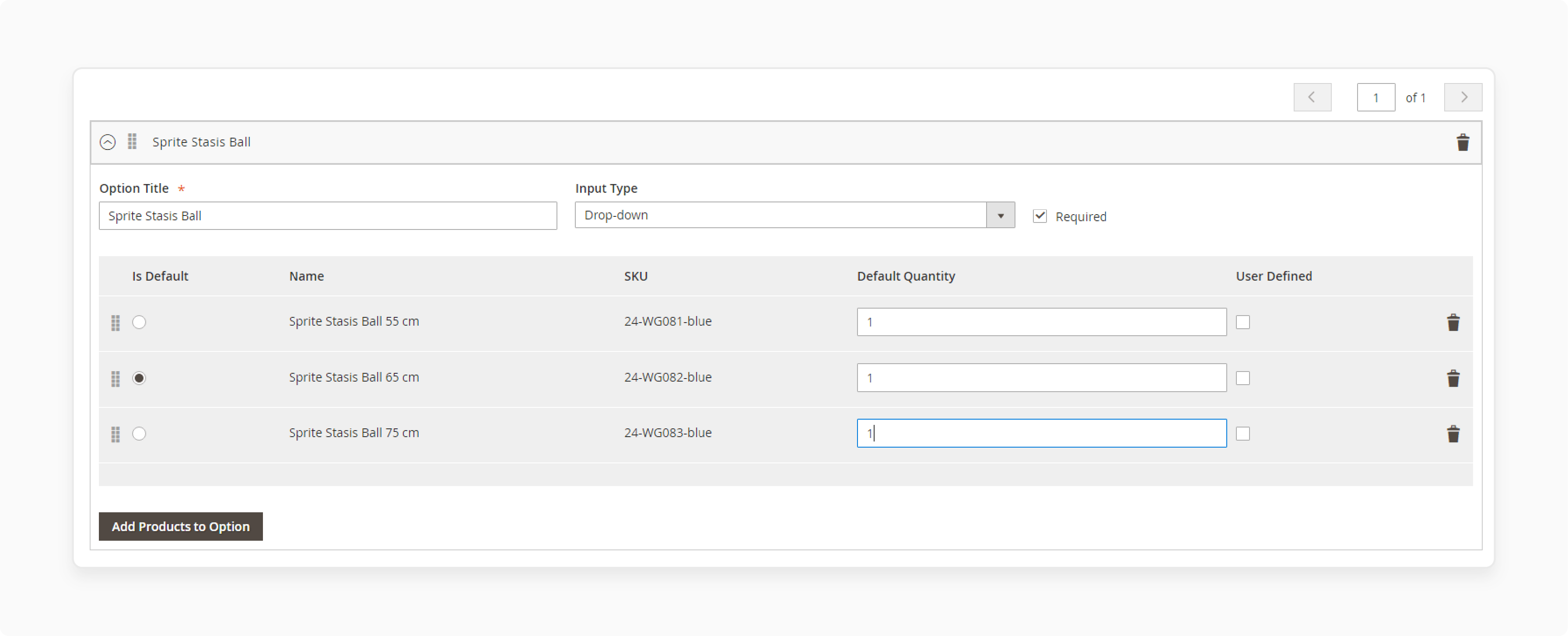 magento 2 bundle product configuration page showing drop-down options with dynamic pricing adjustments