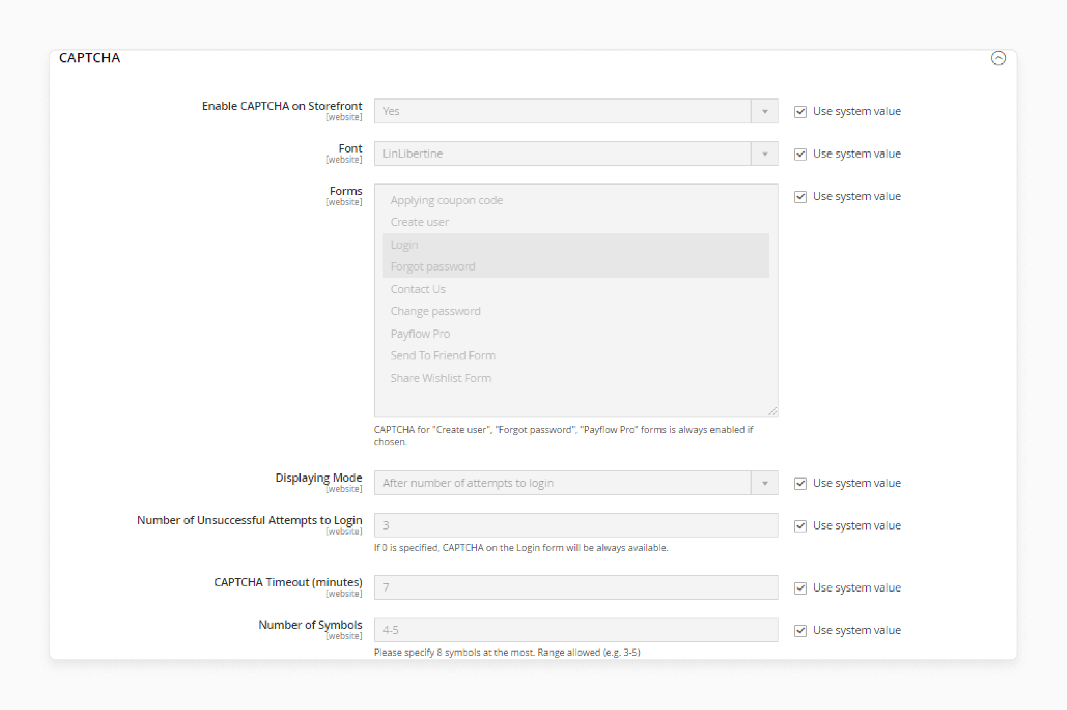 Captcha Settings in Magento 2 Captcha Extension Free