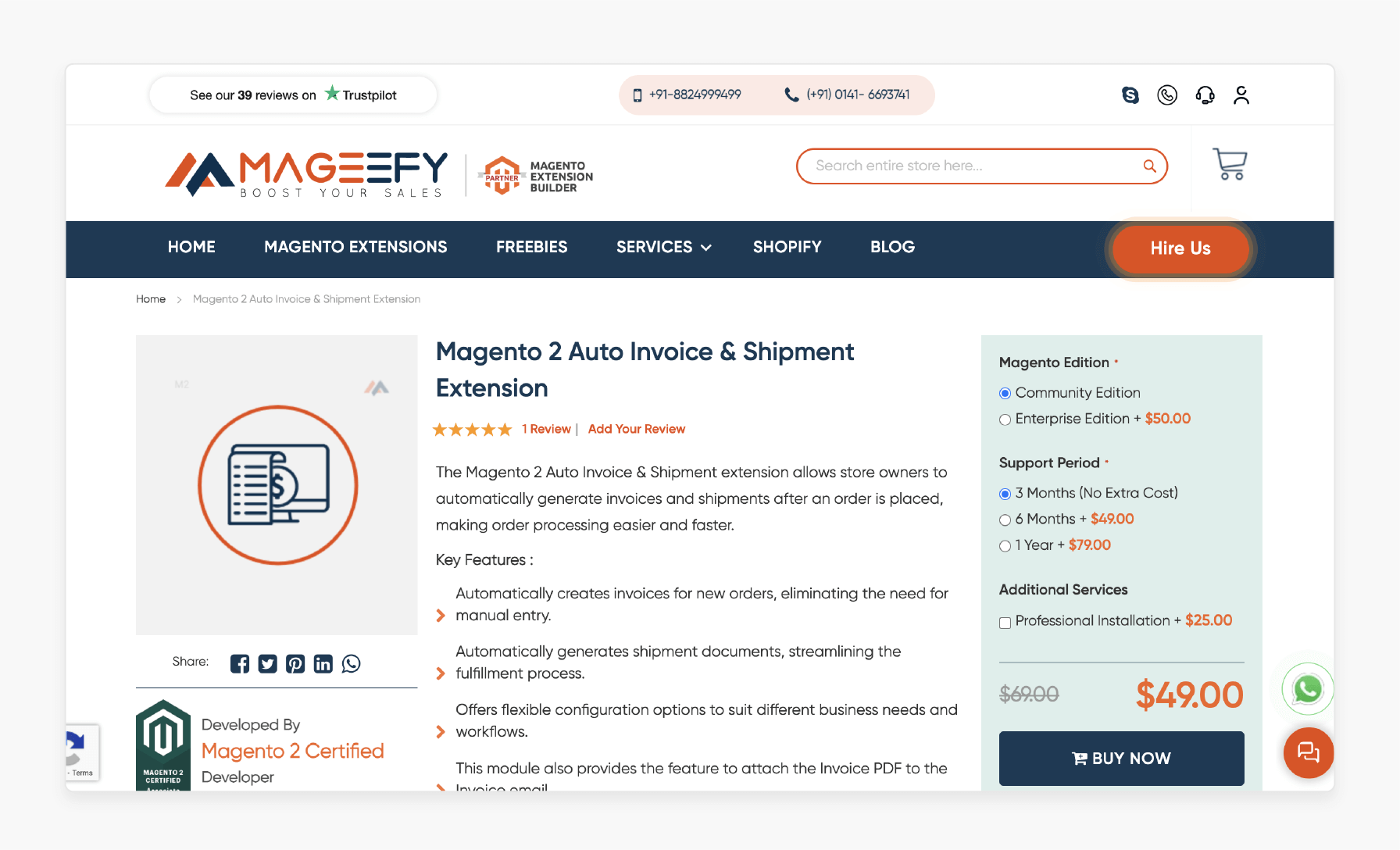 magento 2 auto invoice extension by mageefy for streamlined invoicing and shipments