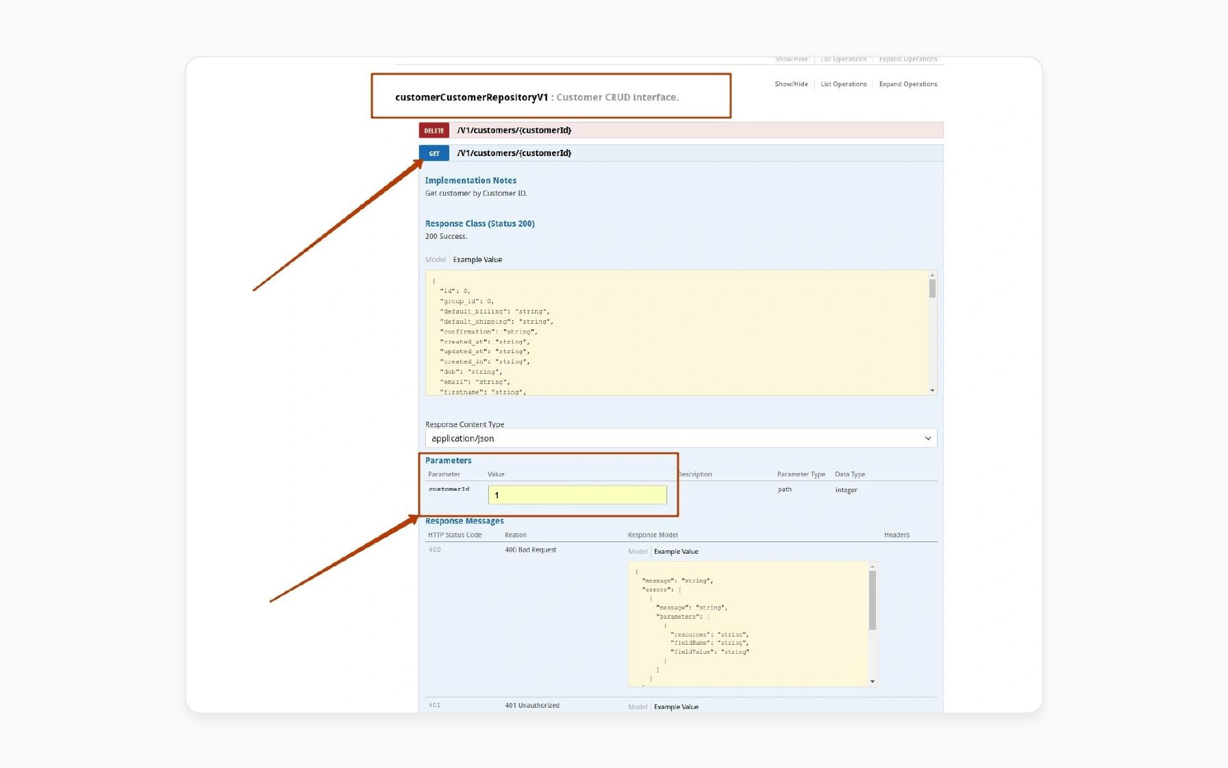 setting customer id parameter for attribute configuration