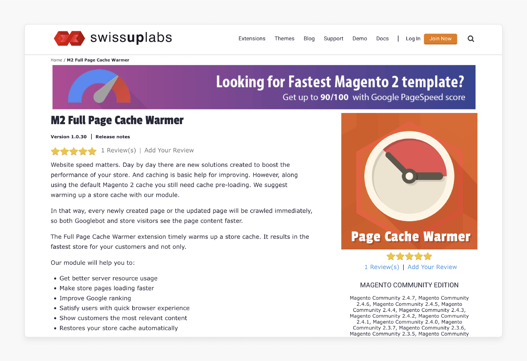 magento cache warmer extension by swissuplabs for faster page loading